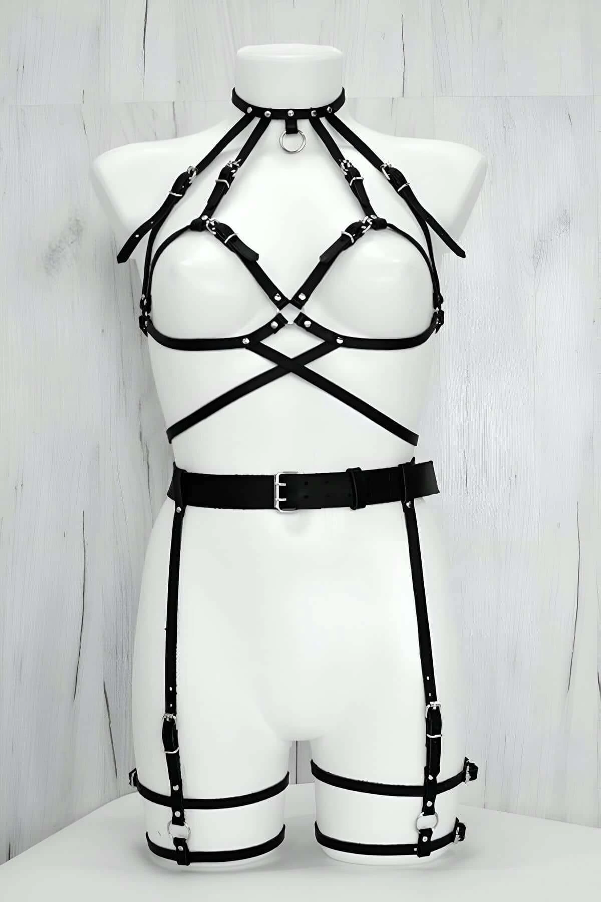 Şık ve Seksi Deri Fantazi Giyim Takım - APFT325