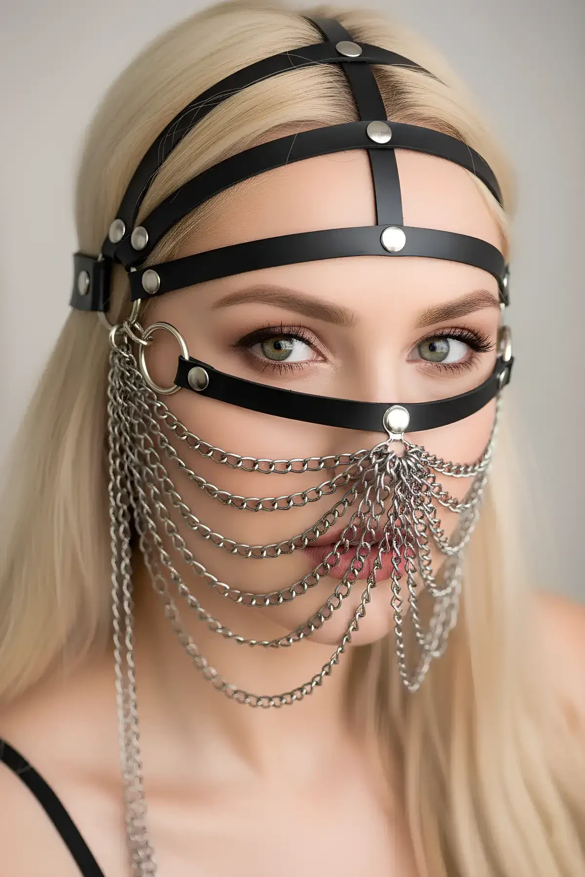 Leather Sexy Mask with Chain - APFT465