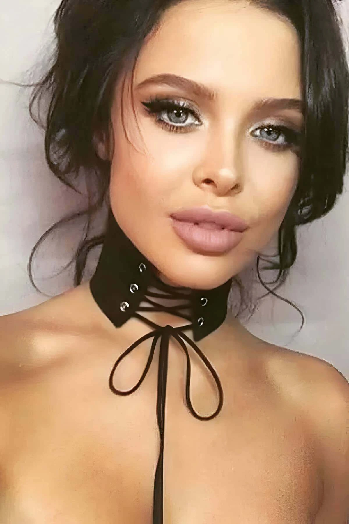 Sexy Leather Choker with Tie - APFT405