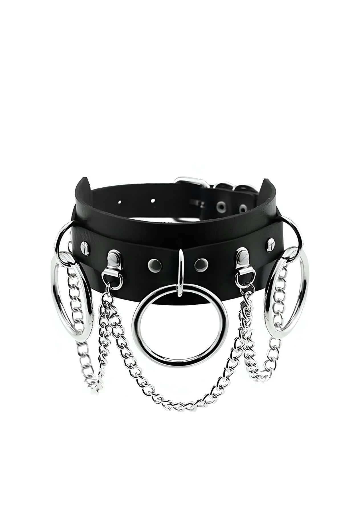 Sexy Choker with Ring and Chain Detail - APFT407