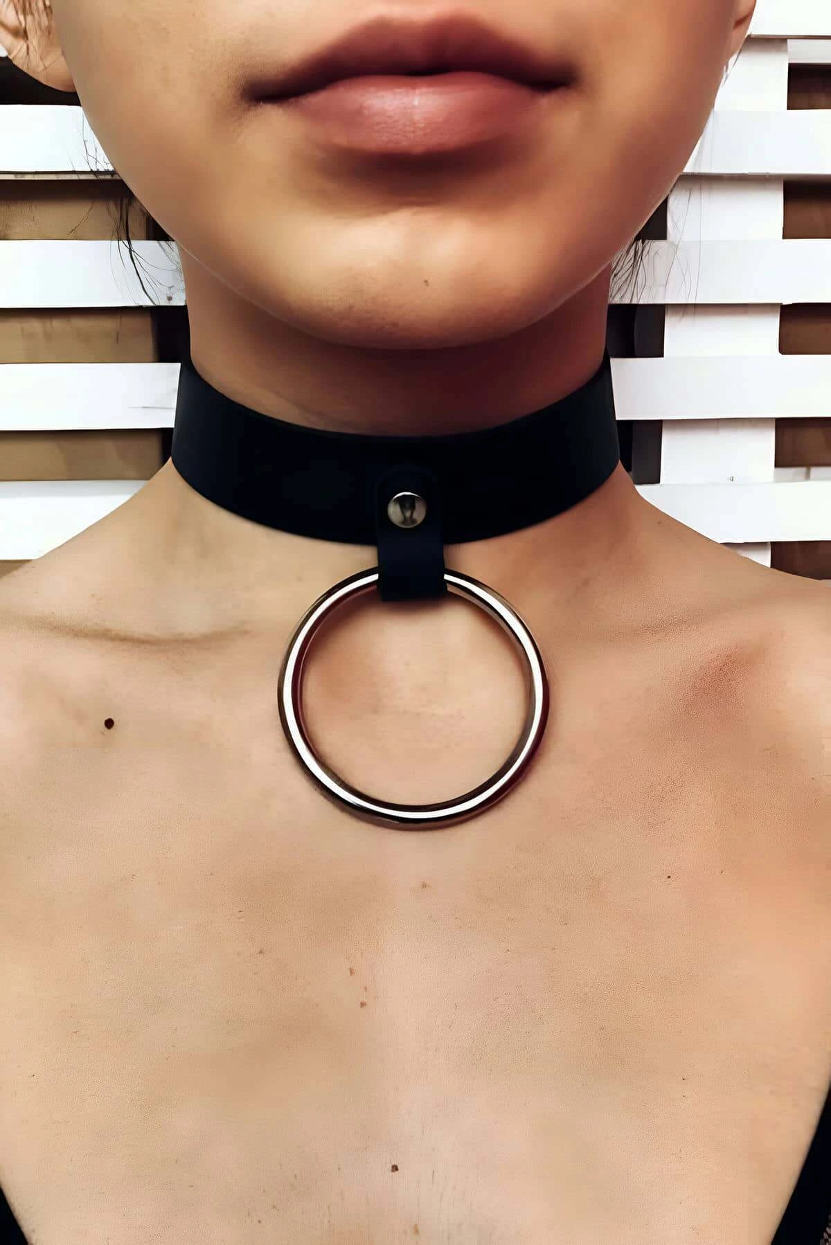 Leather Collar with Ring - APFT306