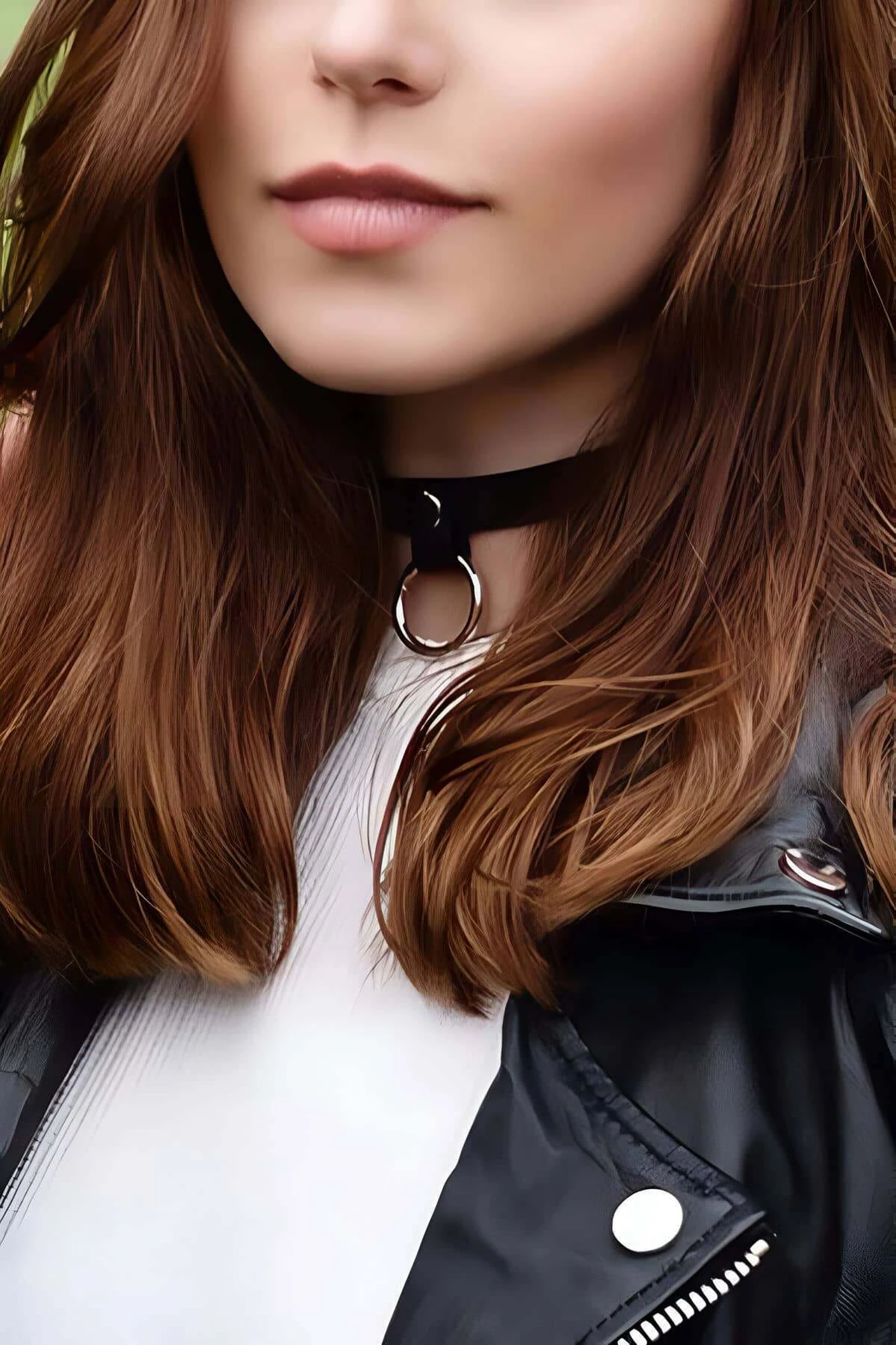 Stylish Leather Collar Necklace with a Ring - APFT253