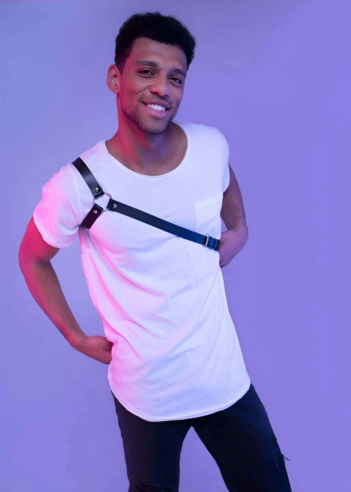 Çapraz Kol Detaylı Erkek Deri Harness - APFTM3