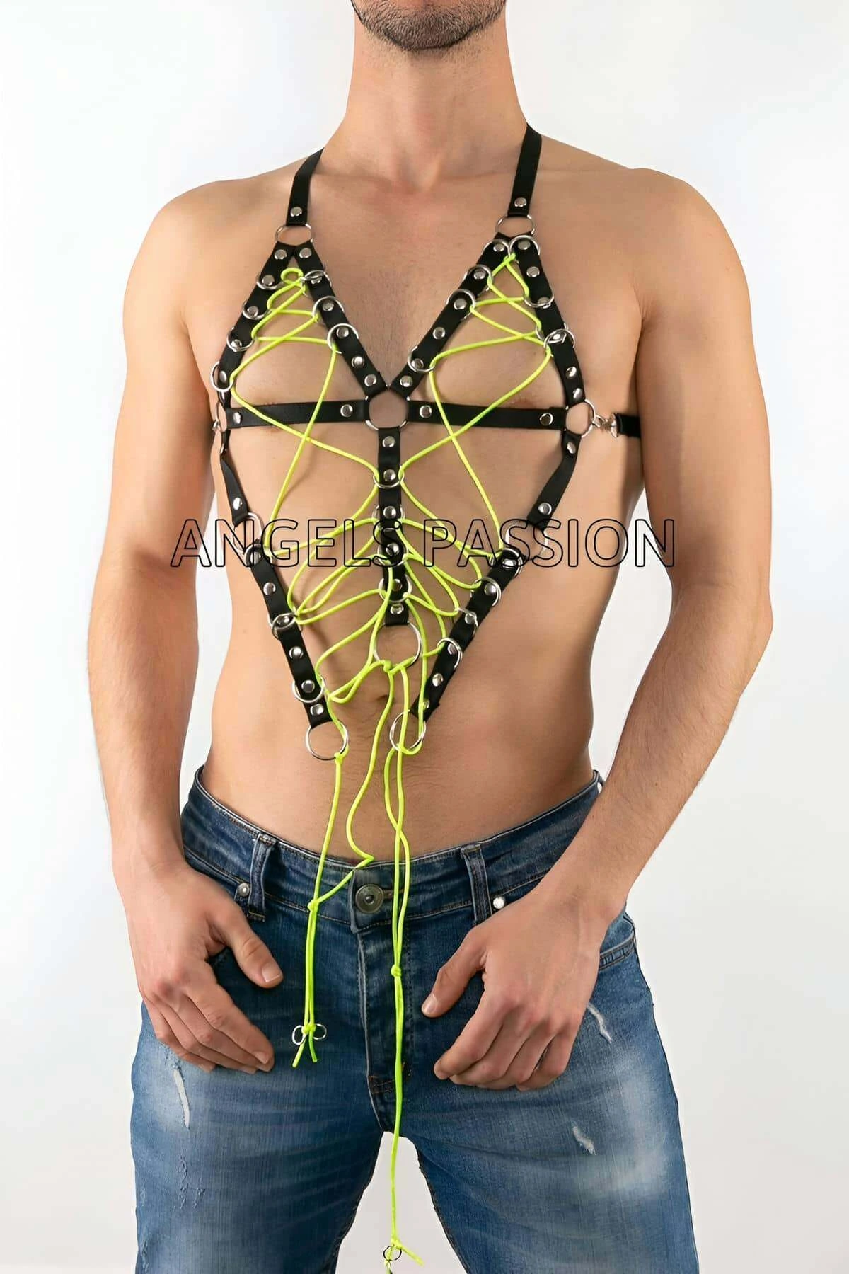 Seksi Erkek Üst Lastik Harness - APFTM59