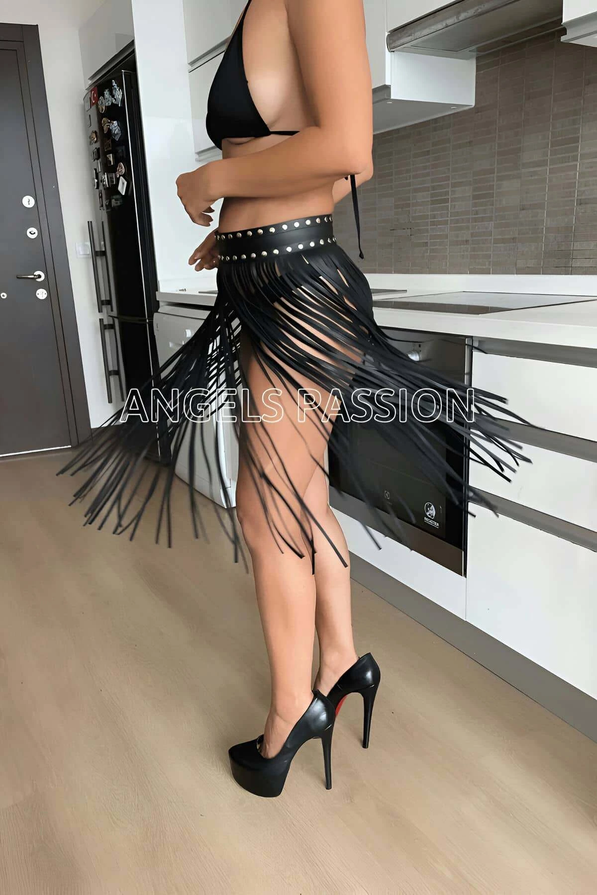 Leather Fantasy Skirt with Thin Tassels - APFT411