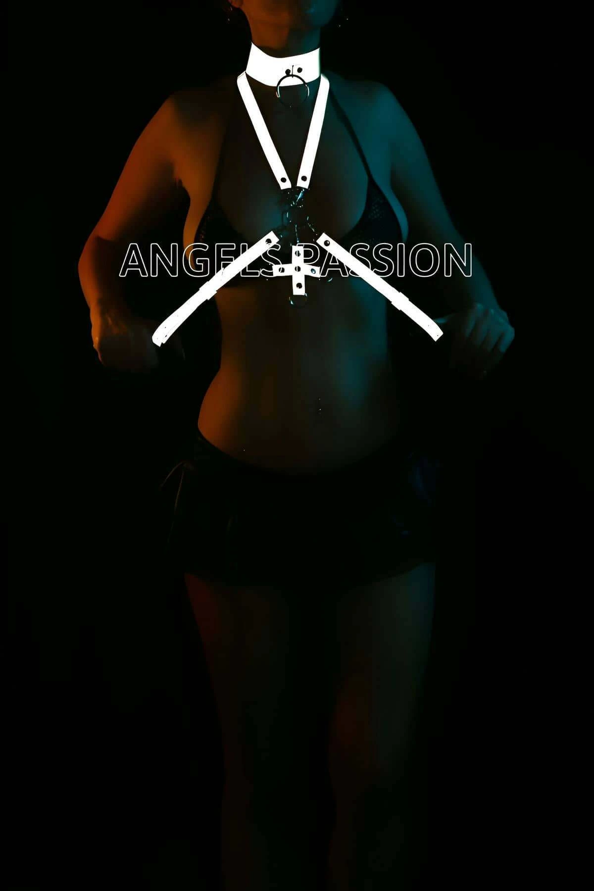 Sexy Reflective Chest Harness with Collar Detail - APFT404