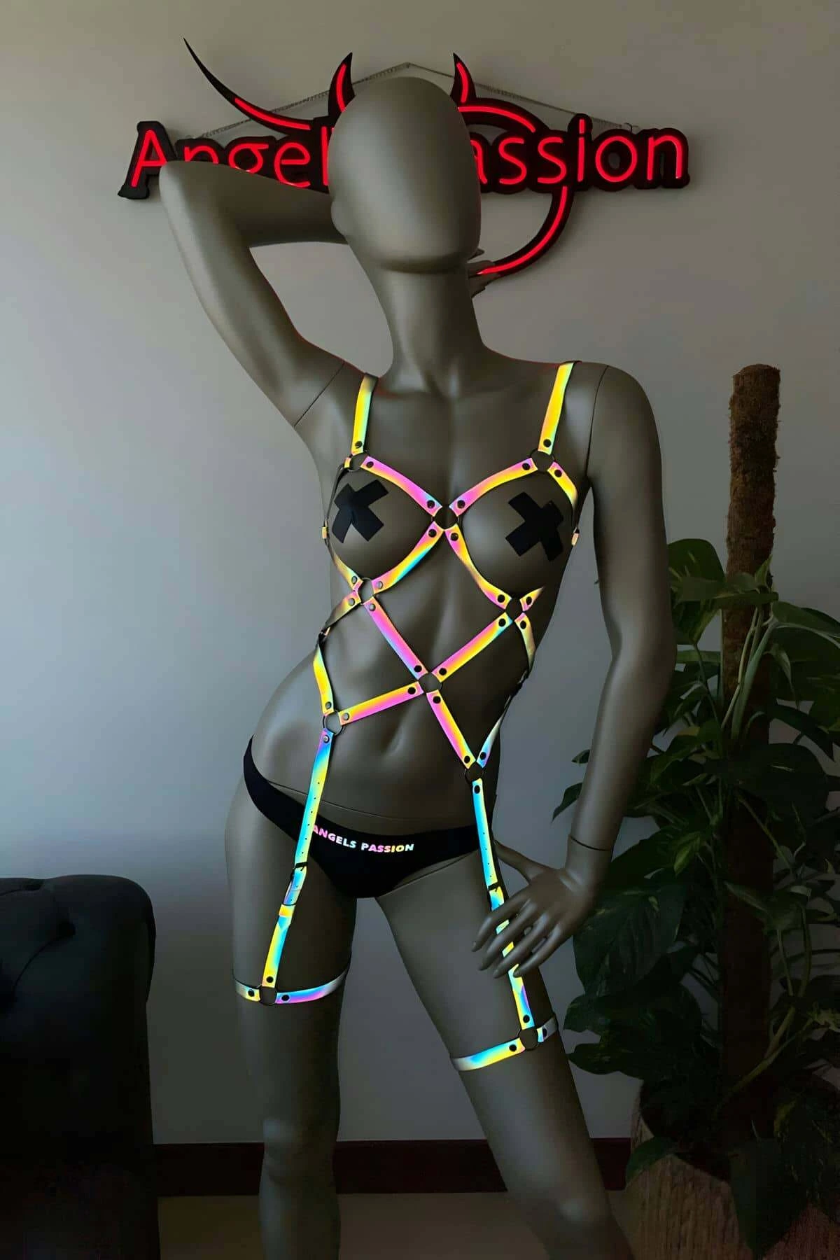 Pole Dance Clothing Sexy Harness Reflected With Light
