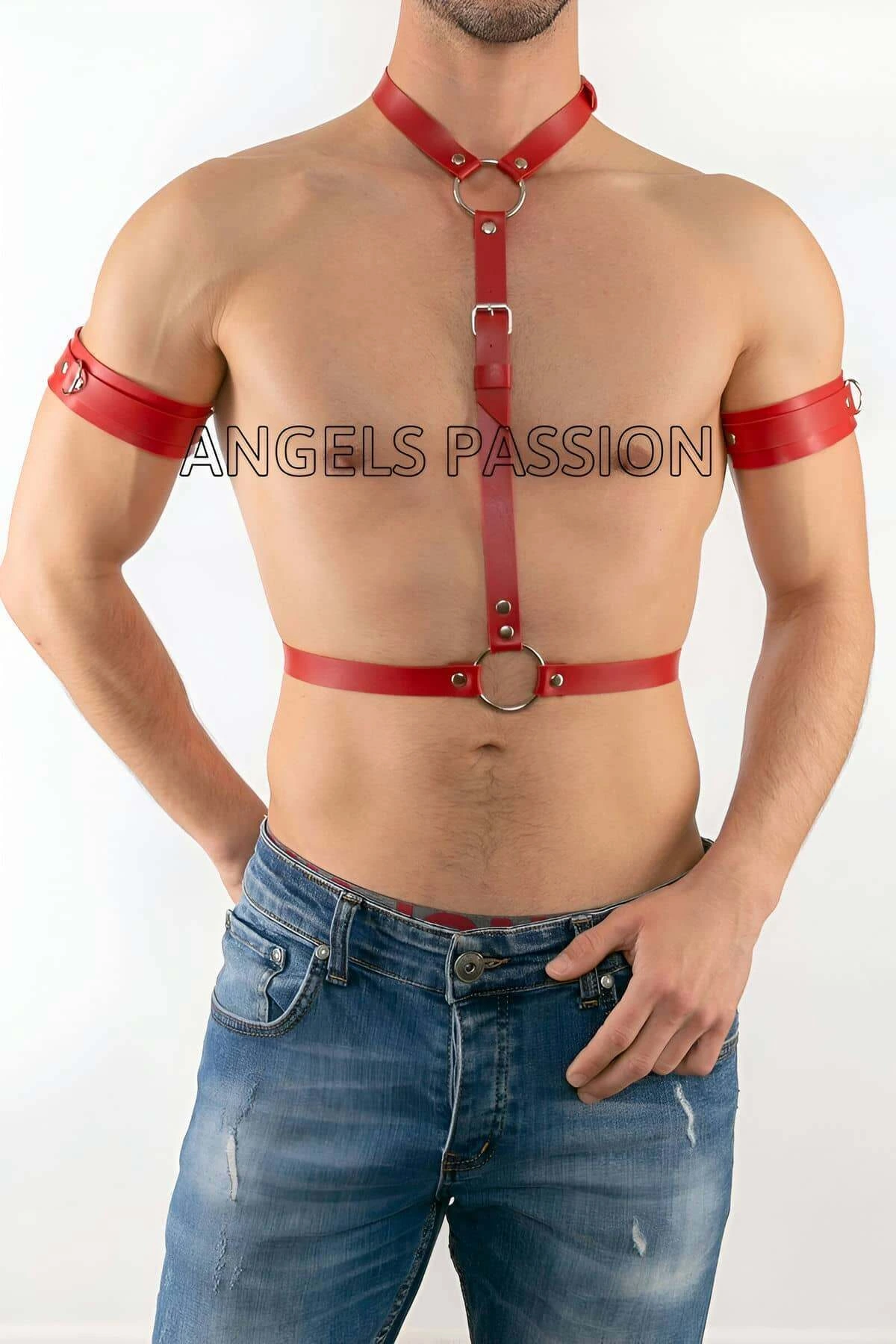 Sexy Men's Leather Harness Suit with Pazu Harness Detail - APFTM15