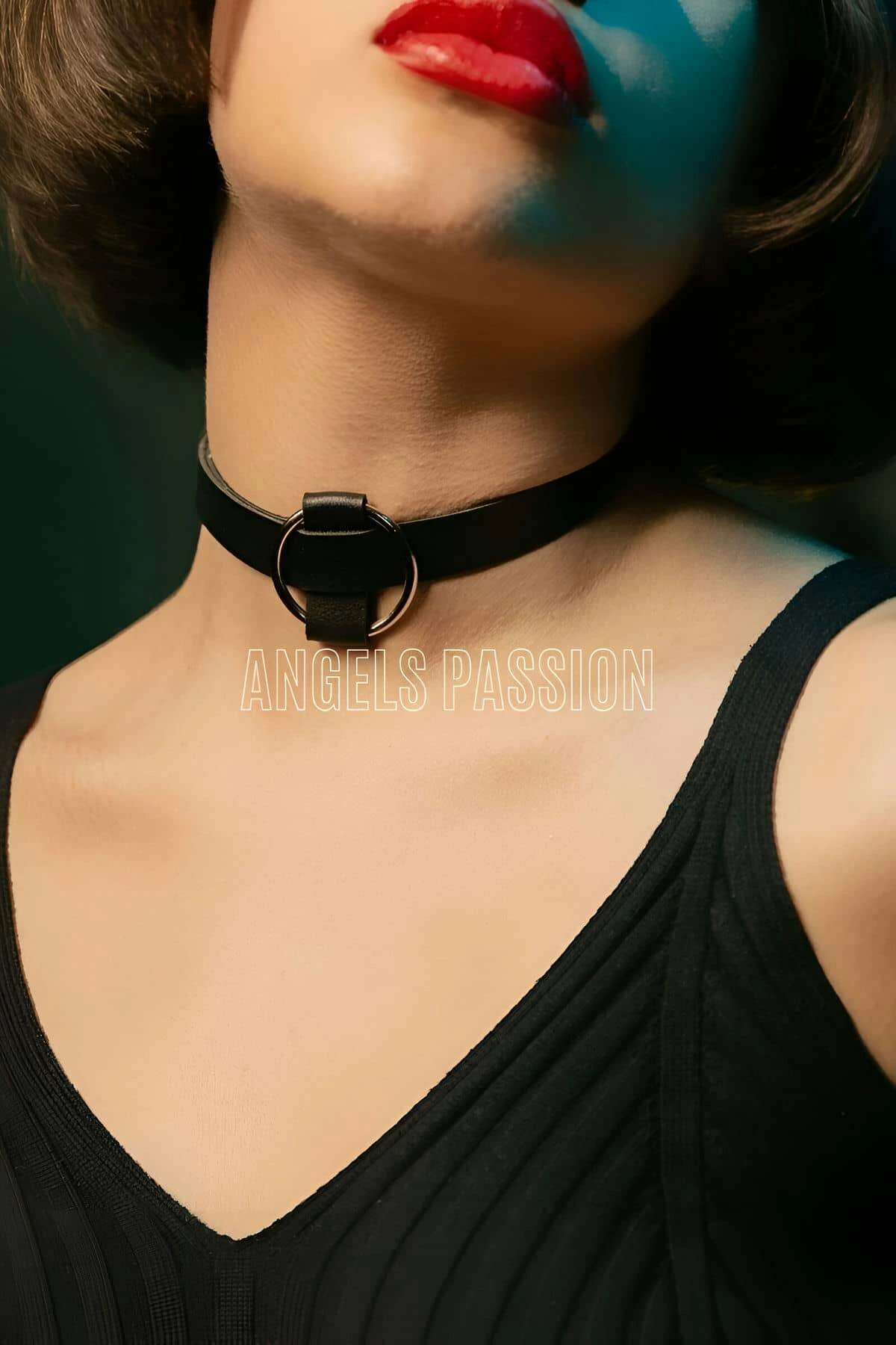 Leather Choker, Leather Necklace Collar - APFT589