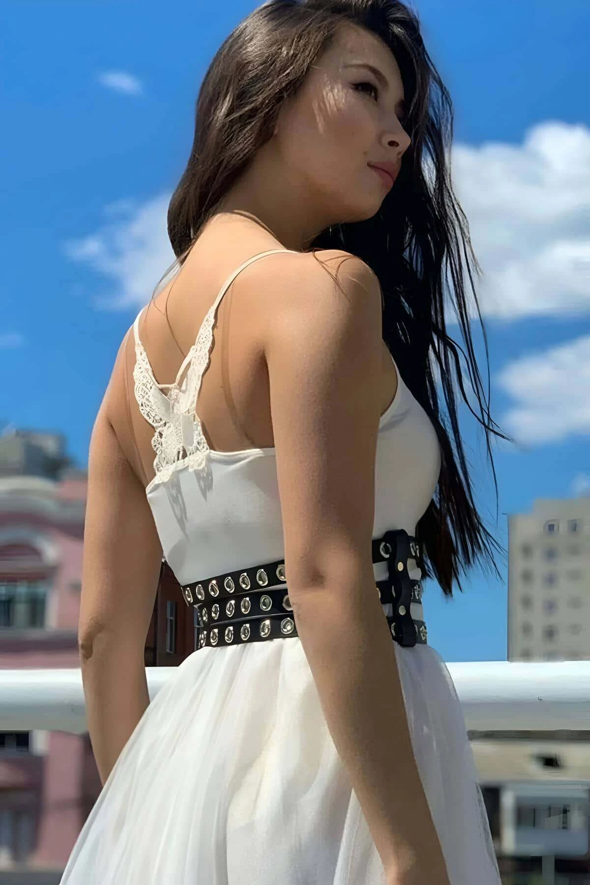 Elbise Üzeri Üçlü İnce Şerit Ayarlanabilir Şık Deri Bel Korse Kemer - APFT641