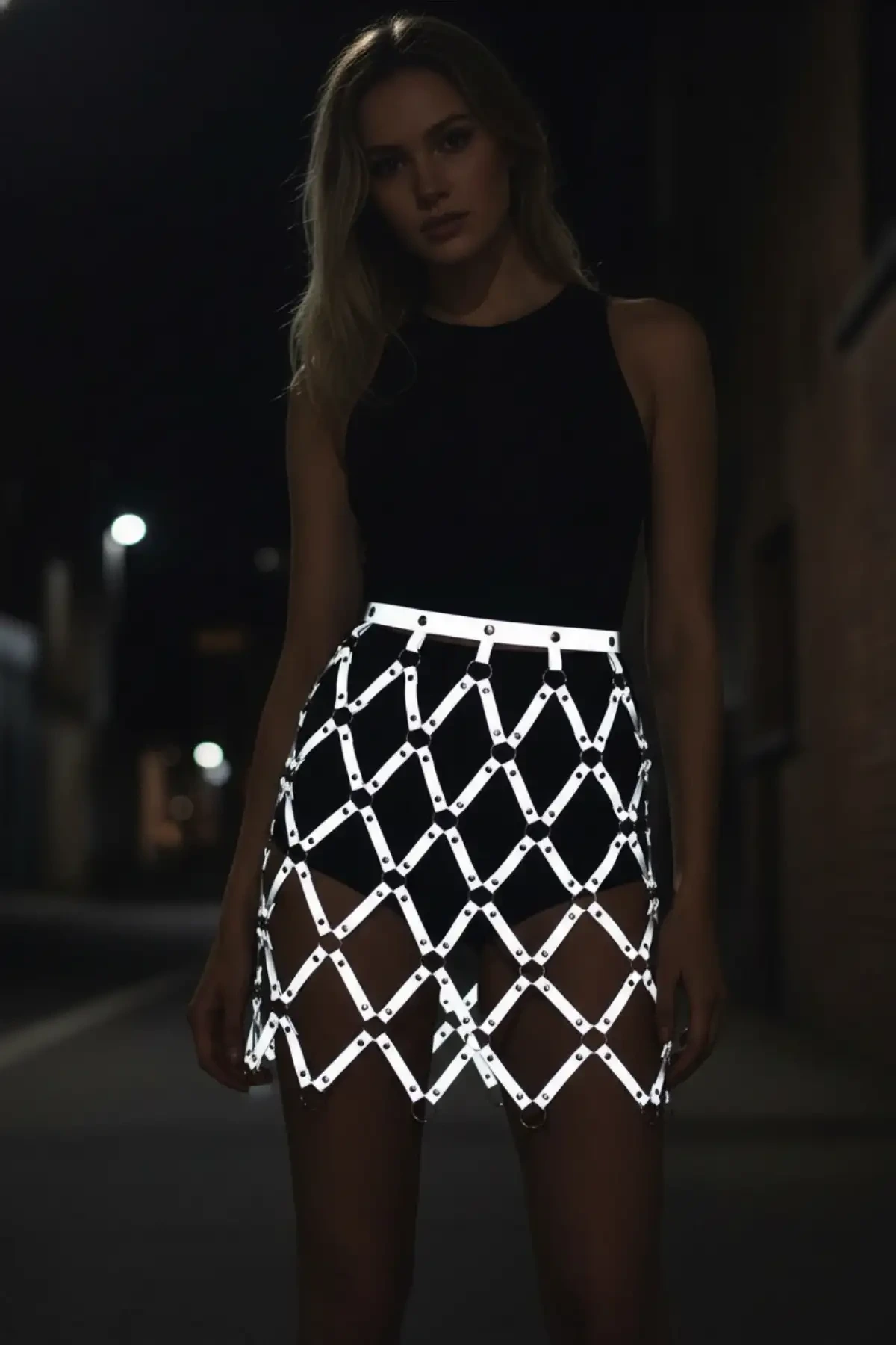 Reflective Skirt, Diamond Detailed Skirt, Party Skirt - APFT694