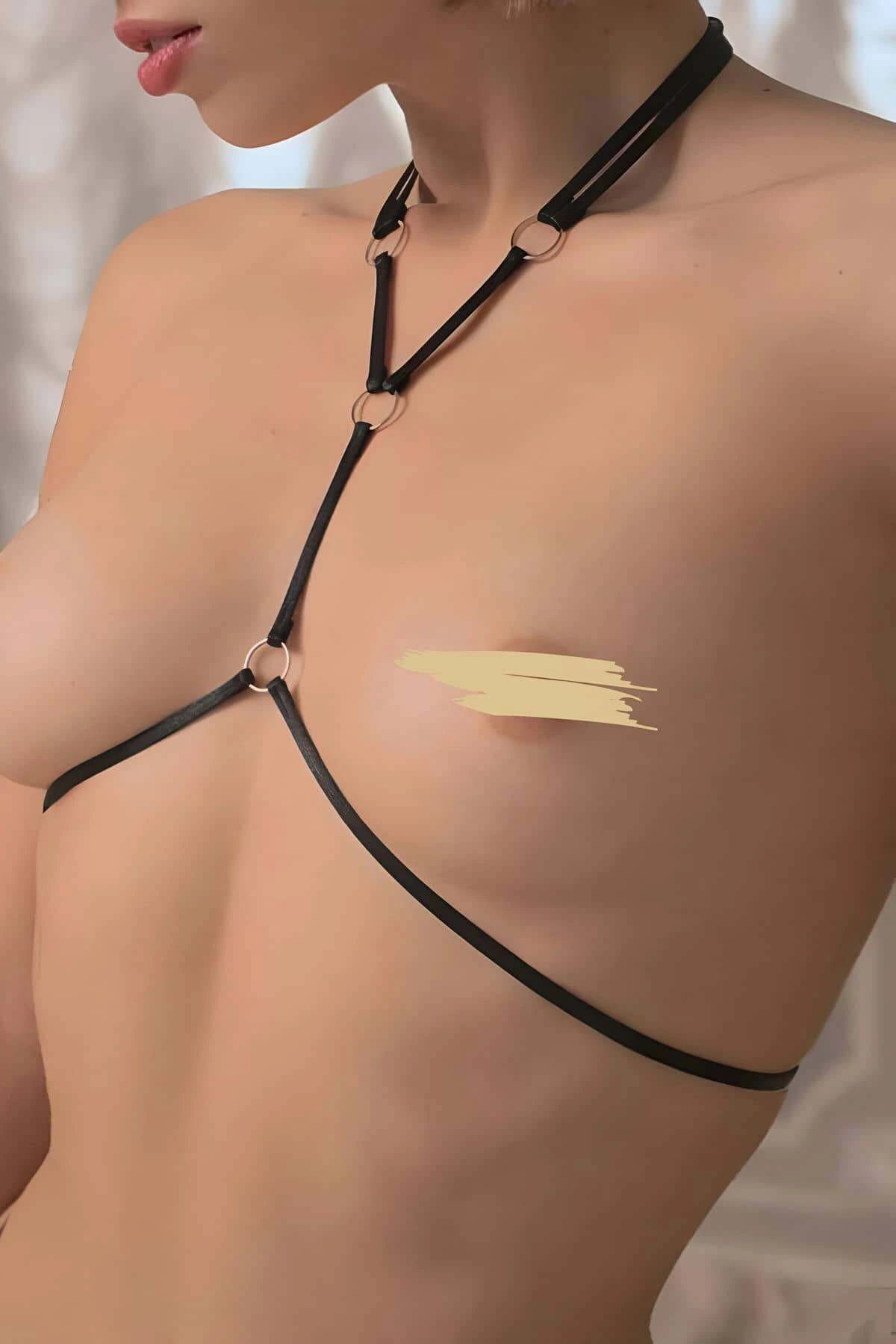 Siyah Lastik Göğüs Ve Külot - APFT828