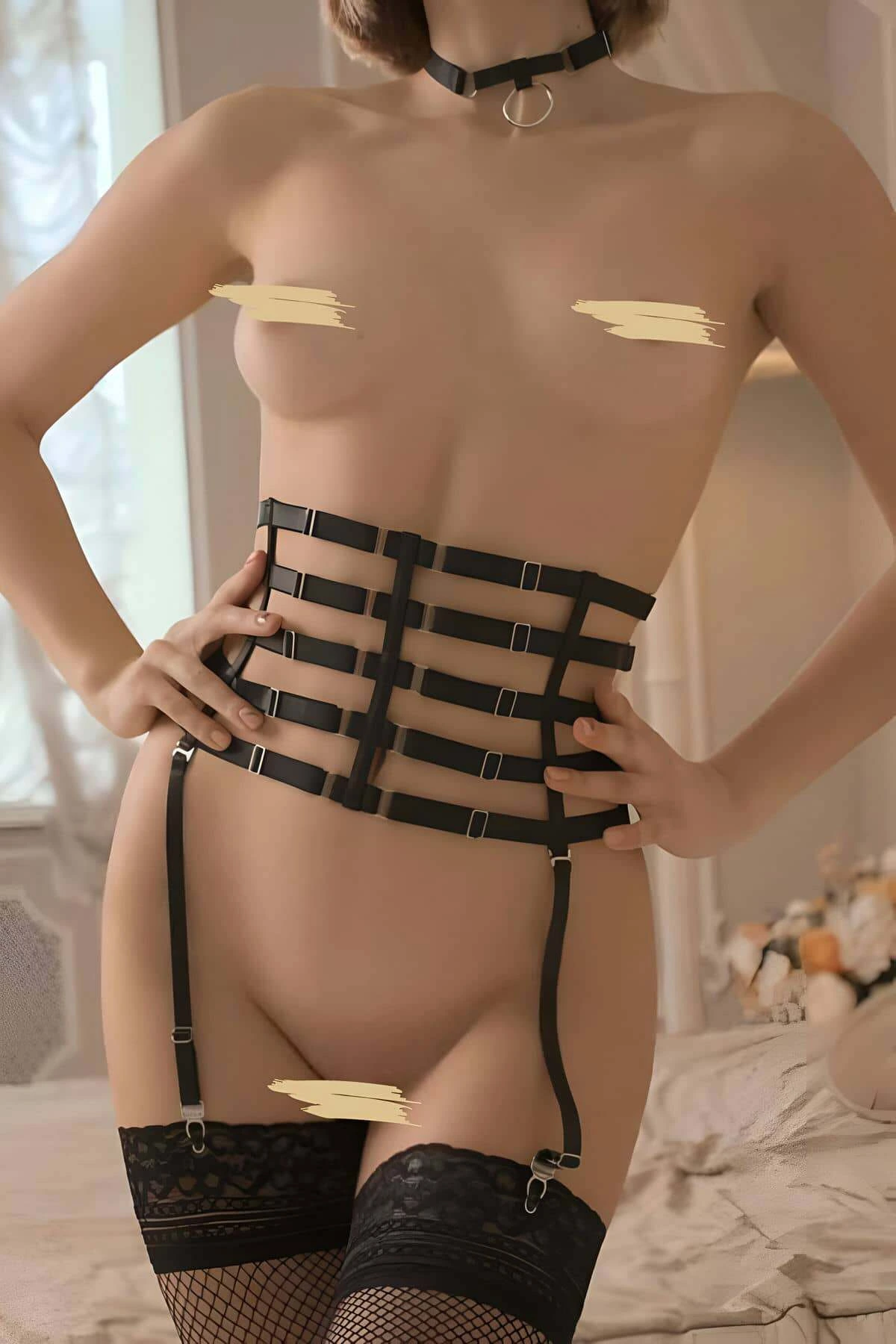 Elastic Waist Corset Harness, Fancy Underwear Harness - APFT831