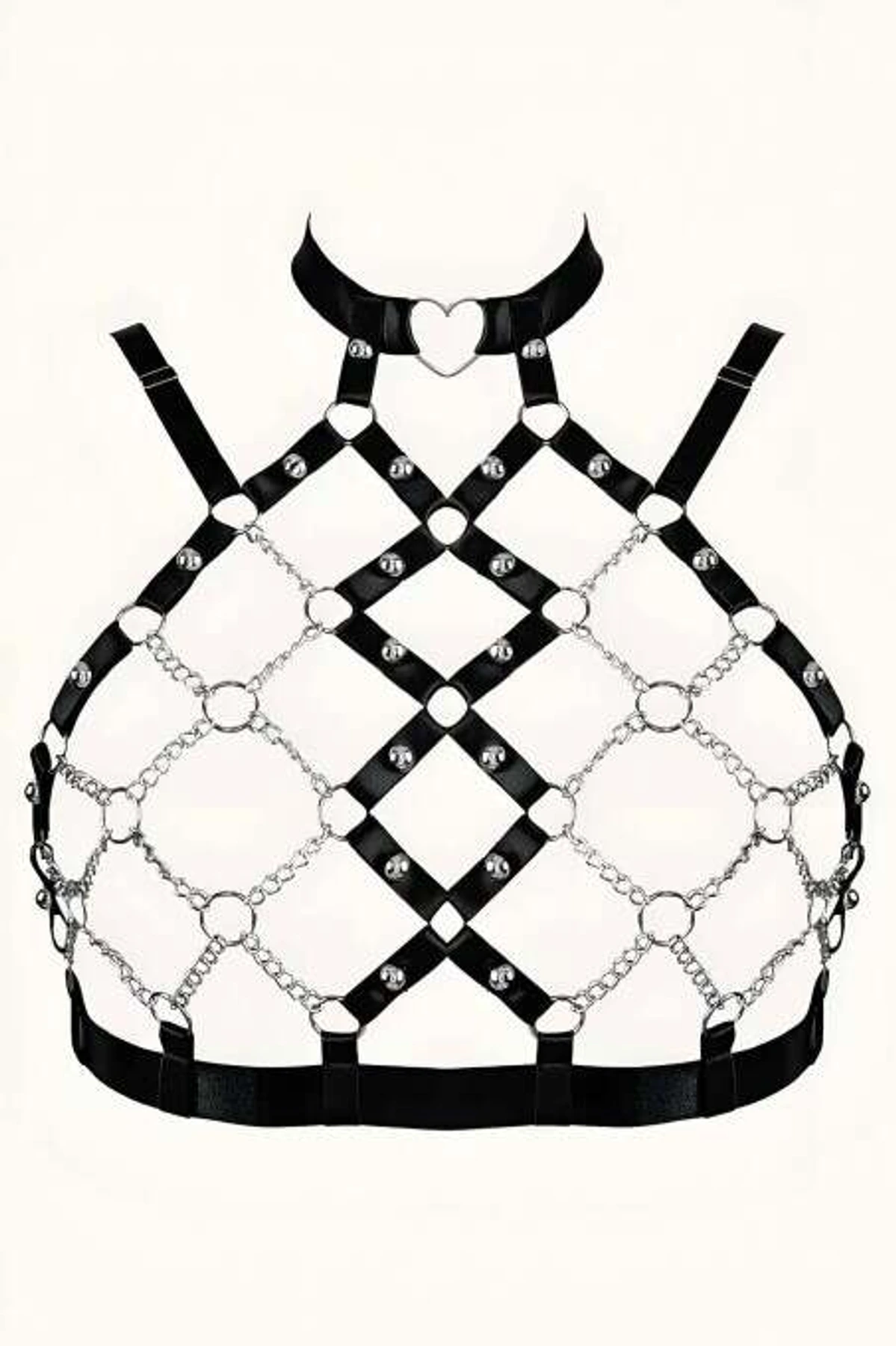 Sexy Rubber Chest Harness with Chain - APFT926