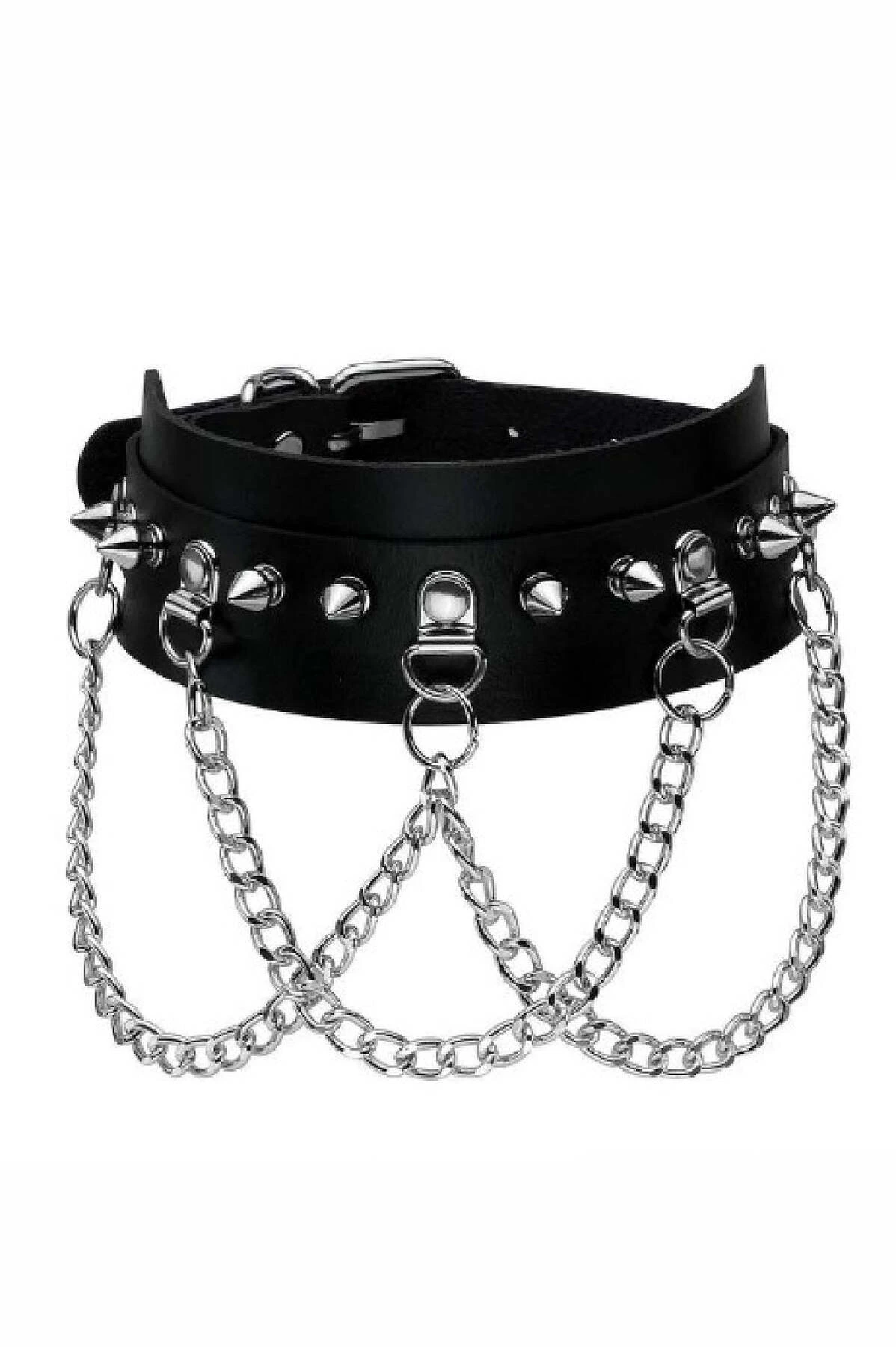 Spiked Choker, Leather Spiked Collar - APFT993