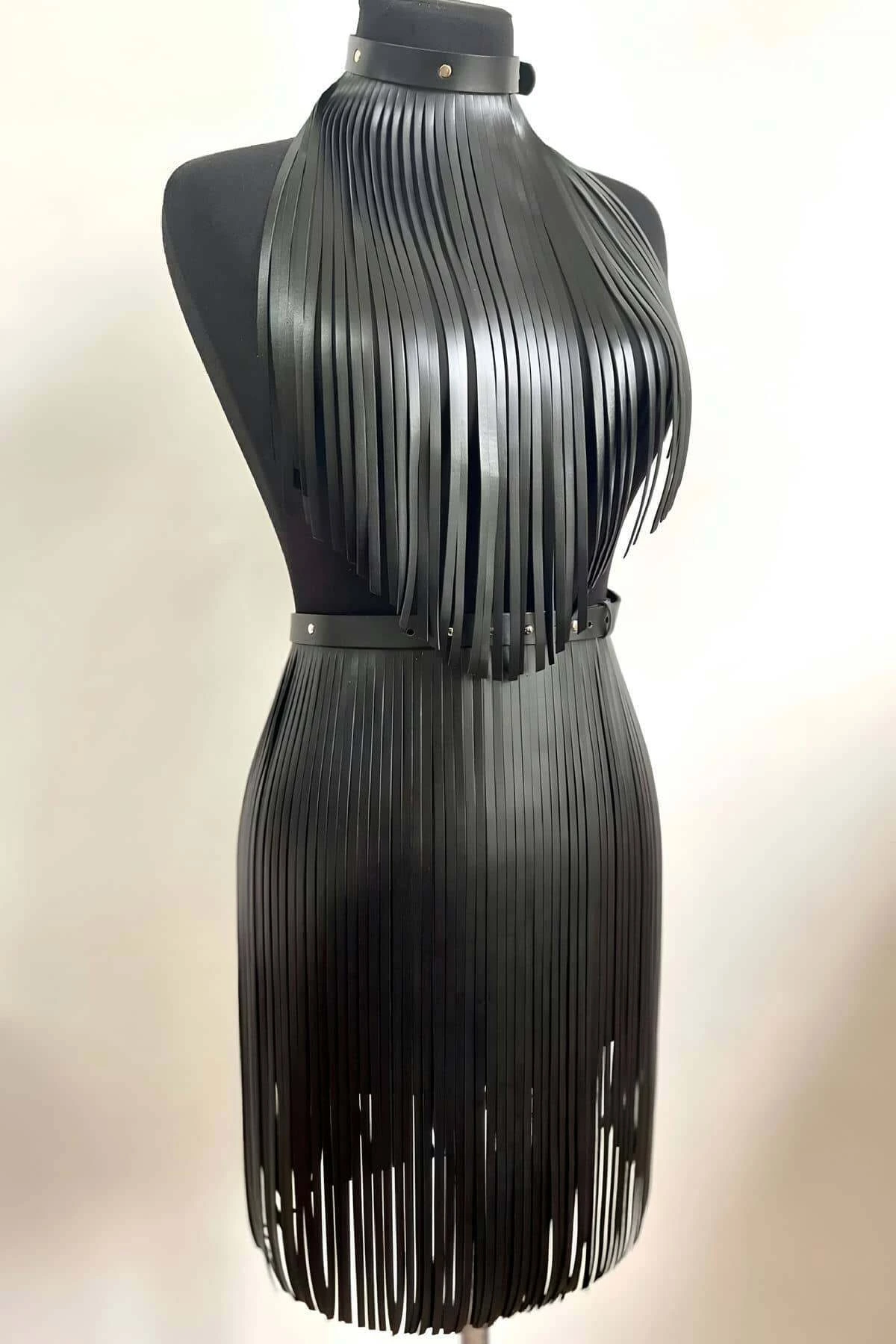 Tasseled Long Skirt and Bustier Set - APFT997