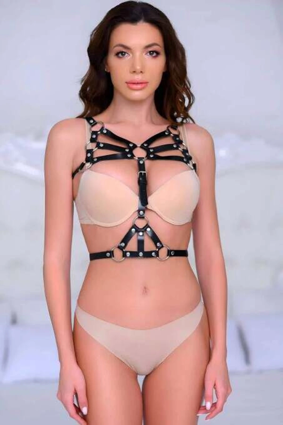 Sexy Fantasy Leather Over Chest Harness - APFT1053