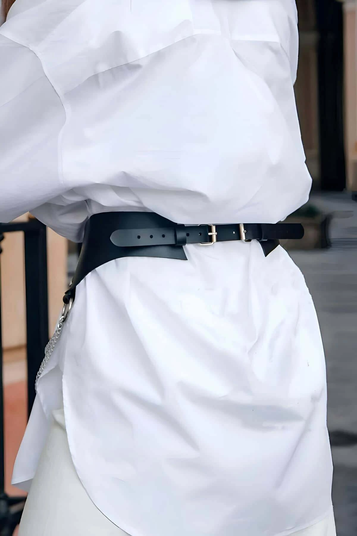 Şık Deri Zincirli Kemer, Elbise Kemeri, Zincirli Tarz Gömlek Kemeri - APFT1121