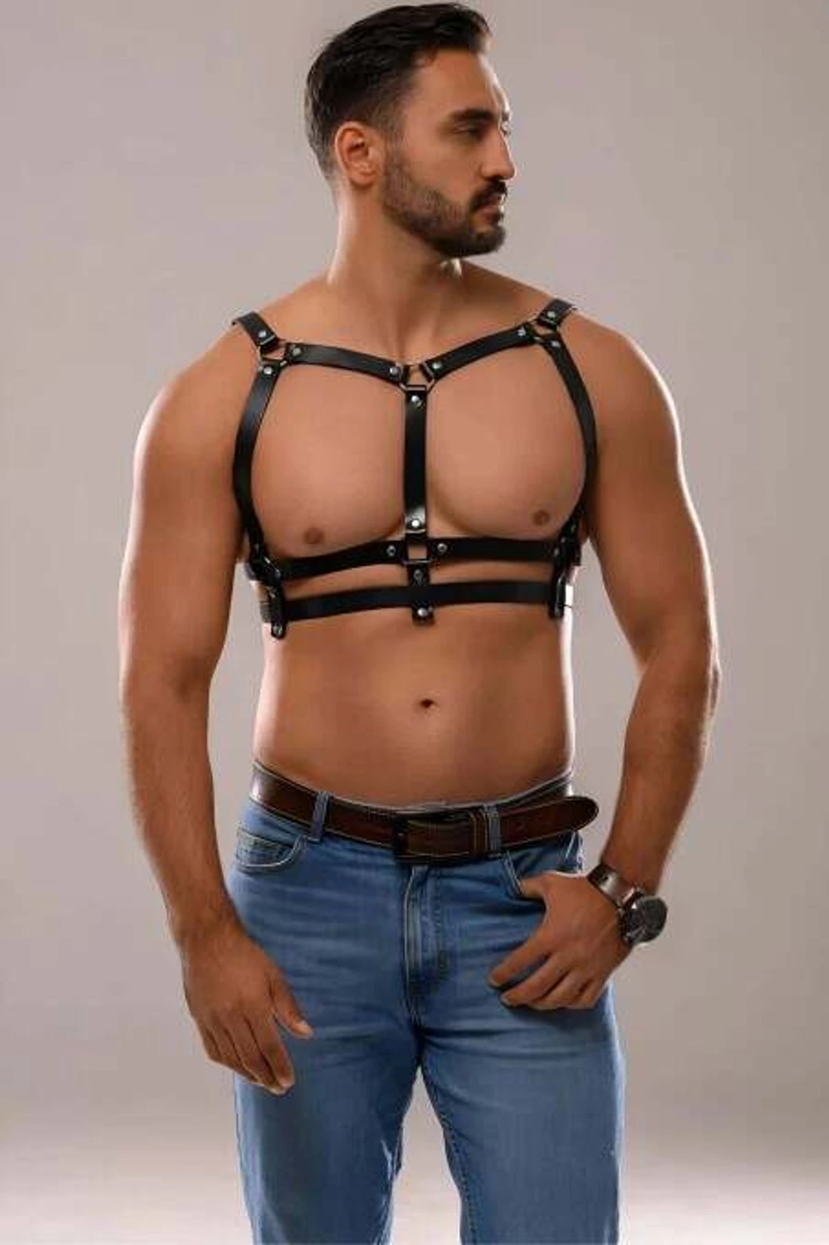 Men's Leather Sexy Chest Harness - APFTM138