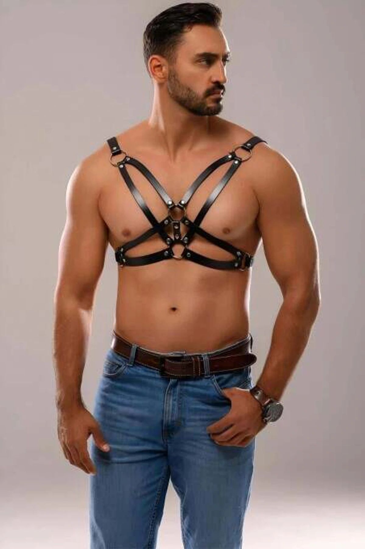 Men's Leather Fancy Harness - APFTM141