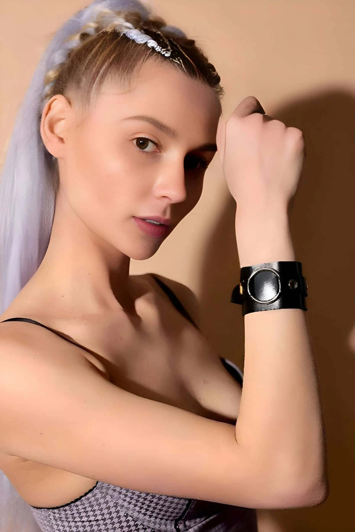 Leather Bracelet, Stylish Leather Bracelet with Ring Detail - APFT1228