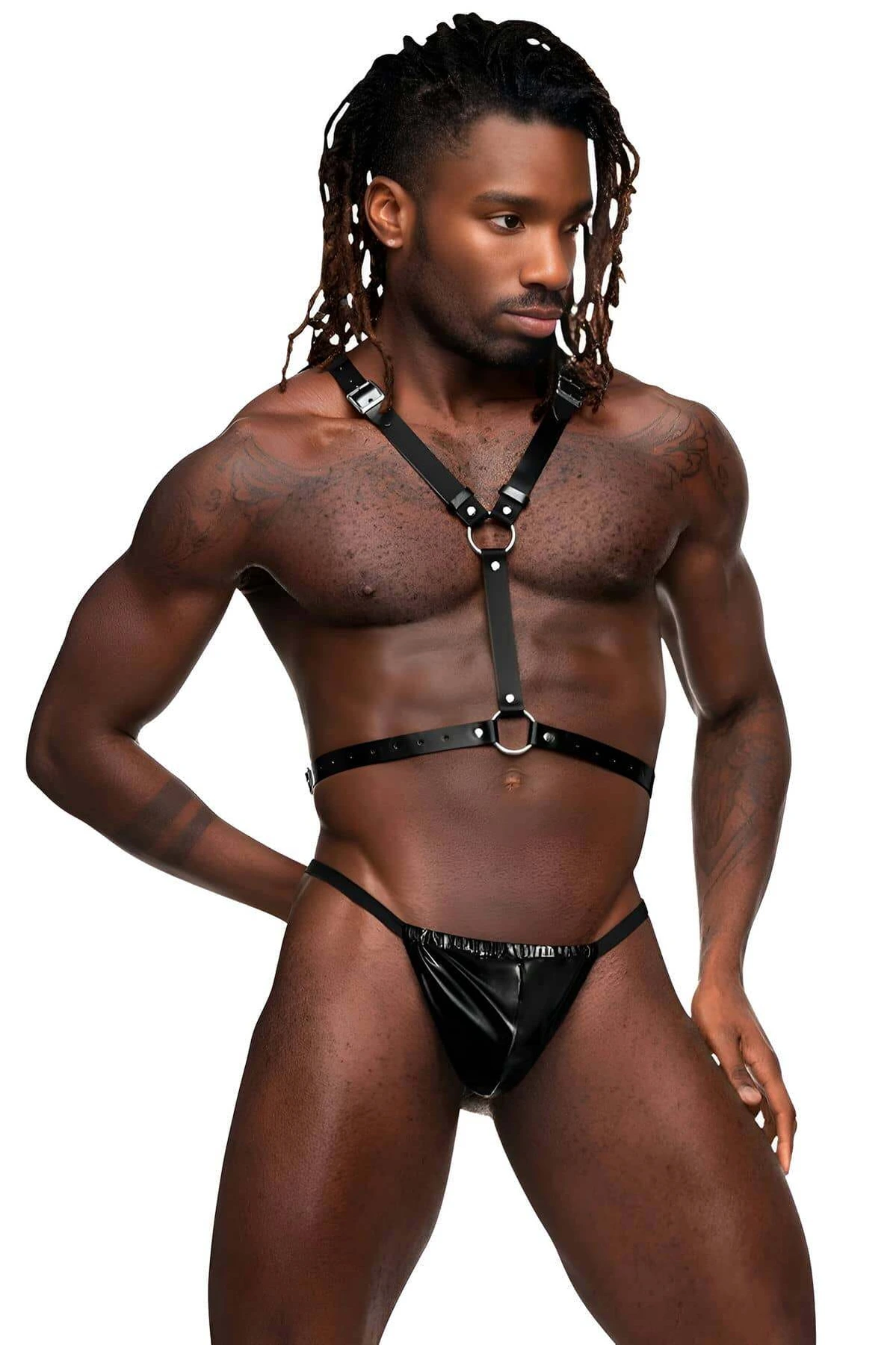 Men's Leather Harness with Angel Wings, Men's Fancy Costume, Leather Winged Harness - APFTM150