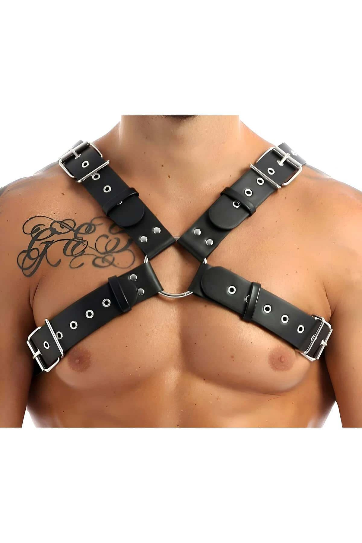 Men's Leather Chest Harness, Men's Shirt Accessory, Stylish Leather Accessory - APFTM163