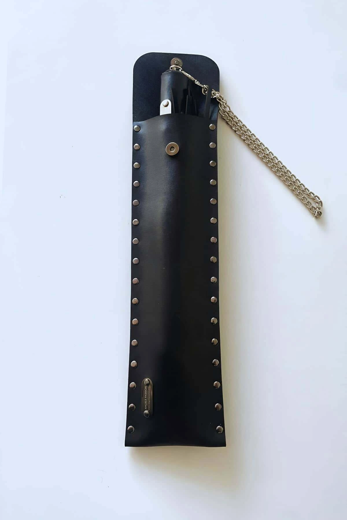 Black Whip with Leather Bag, Stylish Leather Whip, Sexy Accessory - APFT1287