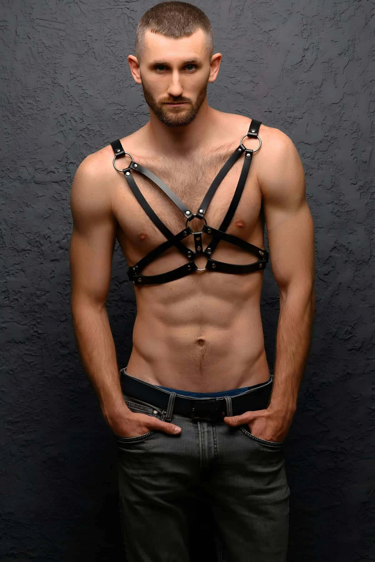 Men's Leather Harness Over Chest - APFTM104