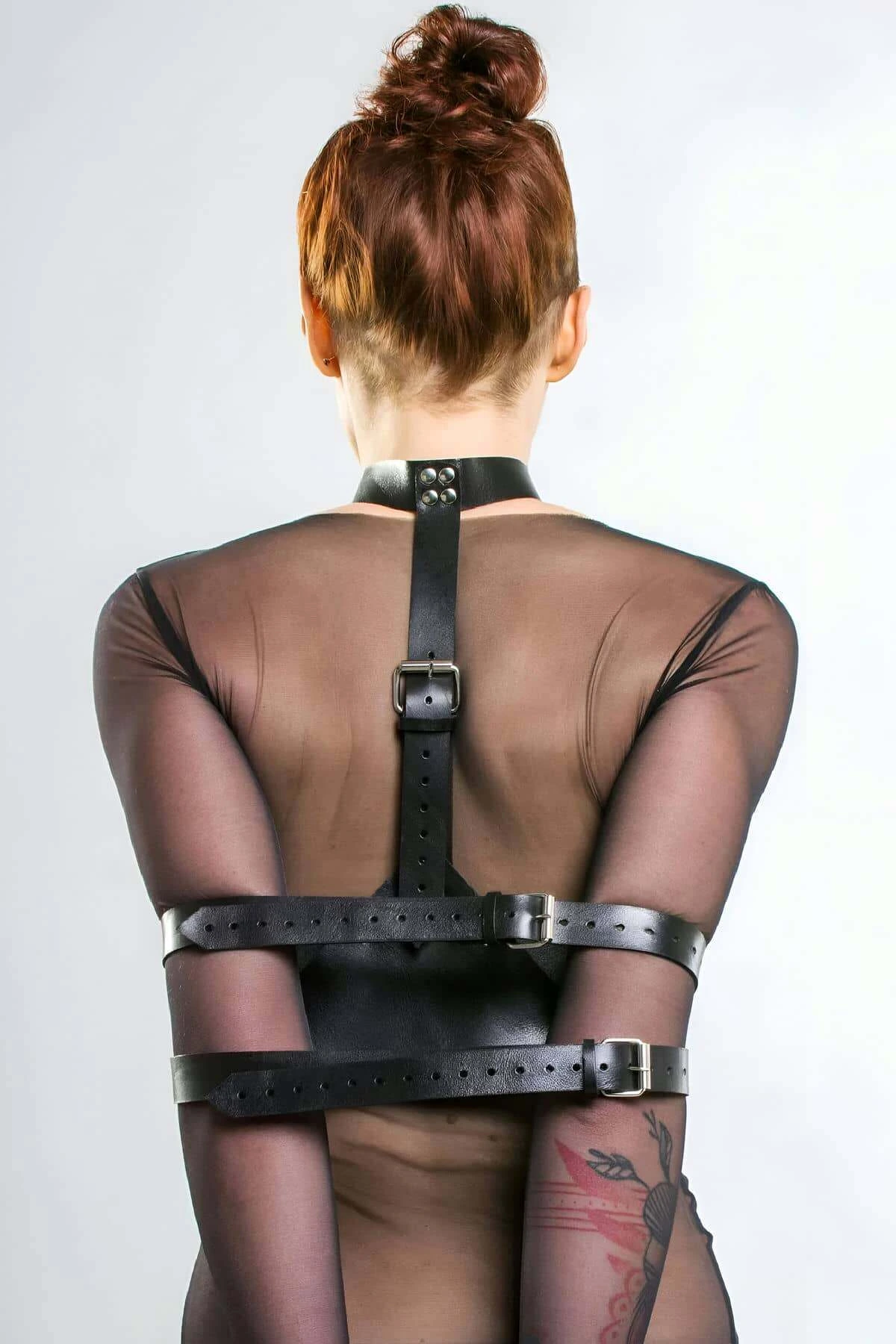 Halter Neck Fancy Leather Arm Cuff - APFT877