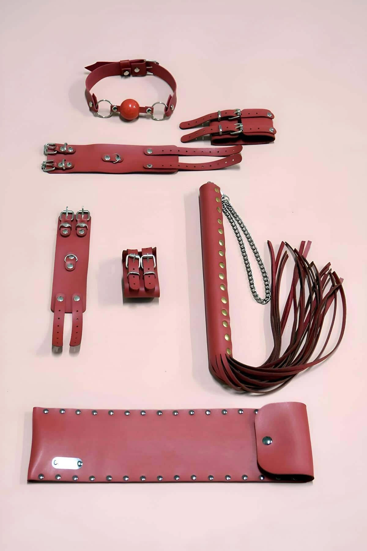 Whip Handcuffs Set of 4, Hand - Foot Clamps, Whip, Mouth Ball - APFT1306