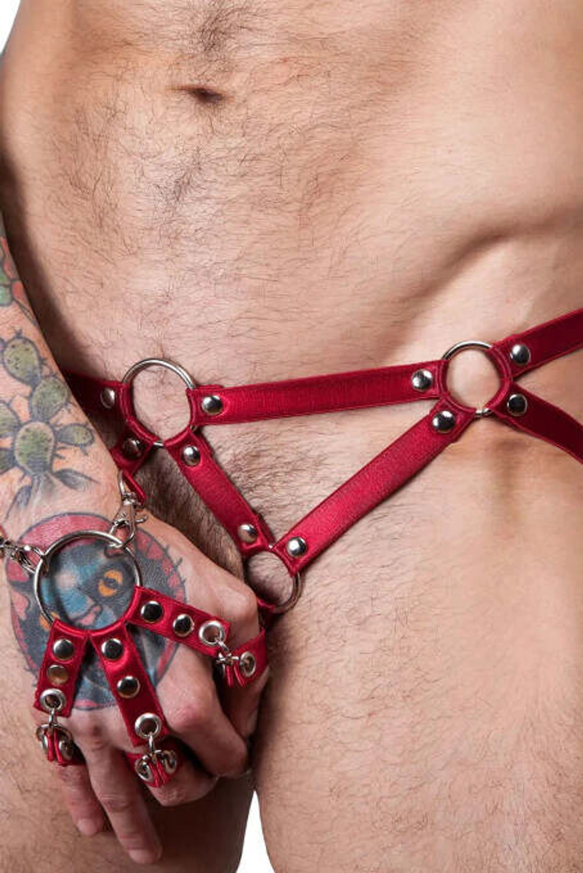 Men's Briefs Sexy Rubber Harness and Bracelet - APFTM67