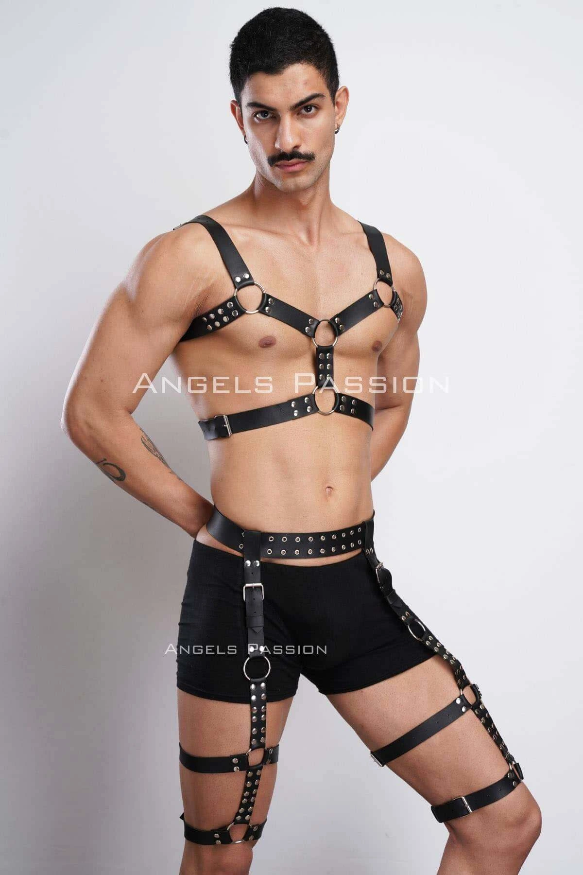 Stylish Chest and Leg Harness Suit, Men's Party Accessories - APFTM196