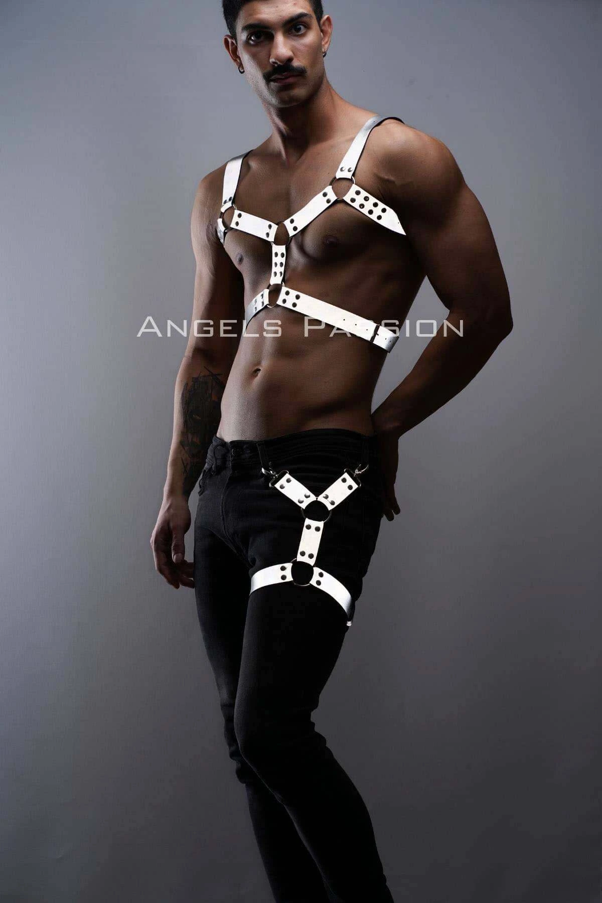Reflective - Reflective in the Dark Men's Chest and Leg Harness Set - APFTM199