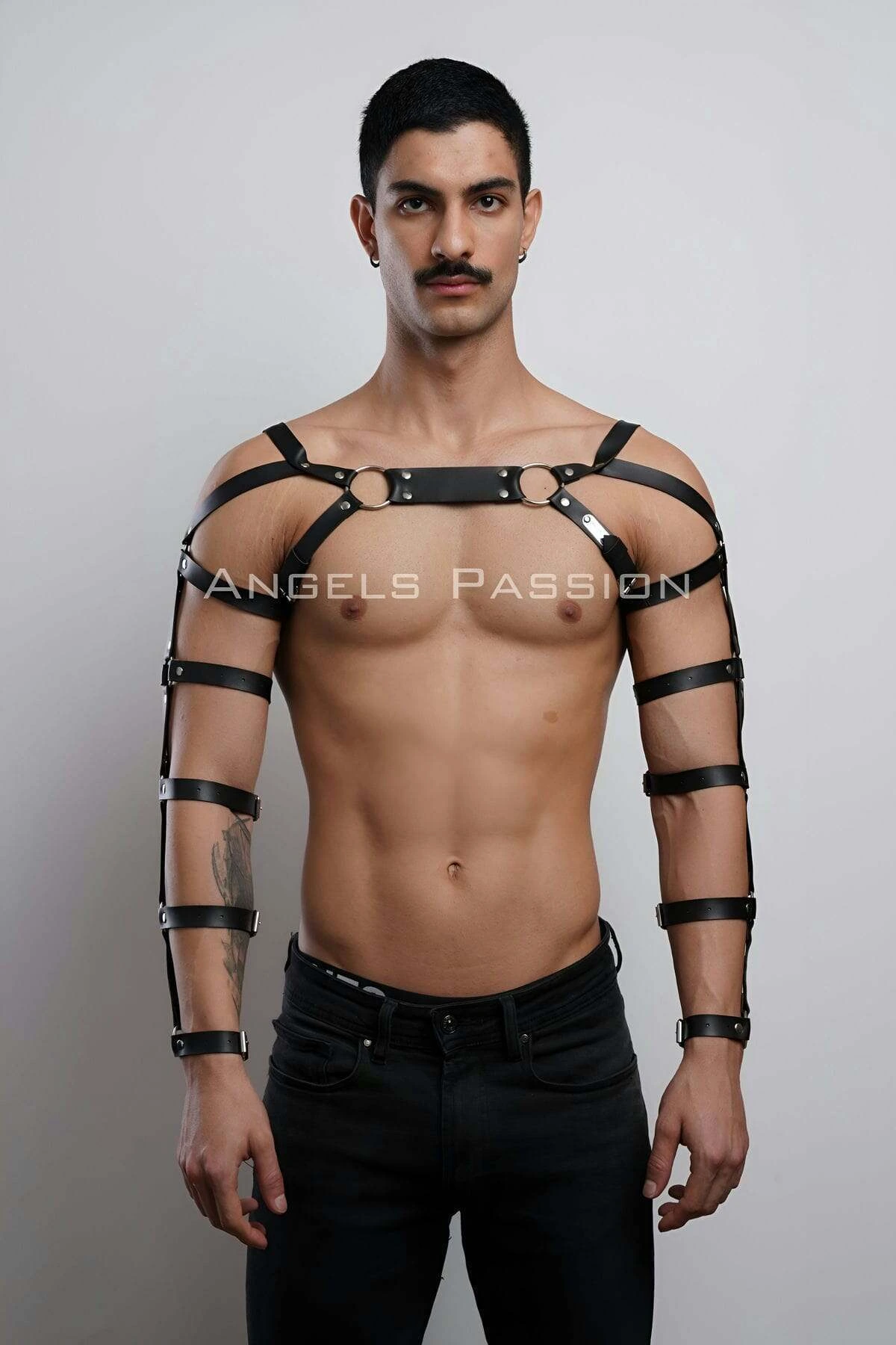 Men's Leather Arm and Chest Harness, Leather Fancy Wear - APFTM166