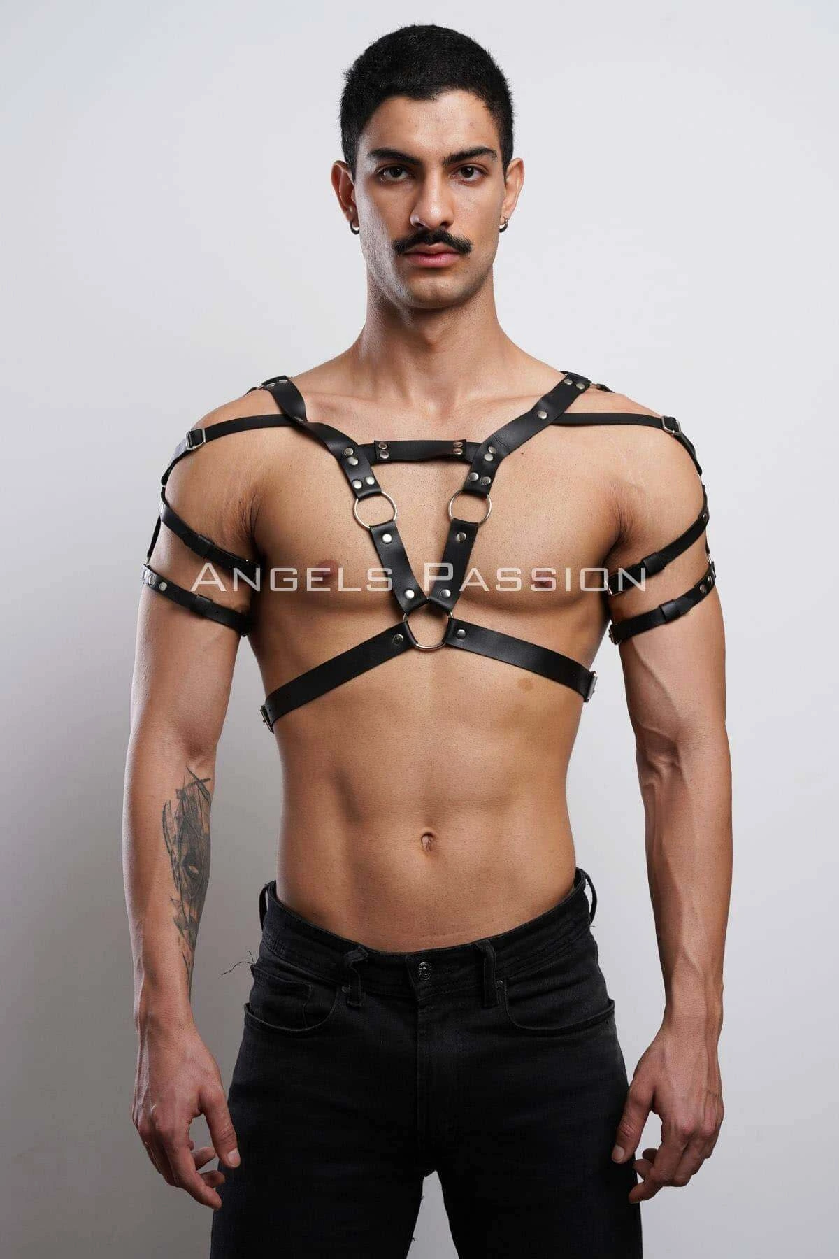 Men's Harness, Men's PartyWear, Leather Men's Party Dress Accessory - APFTM6