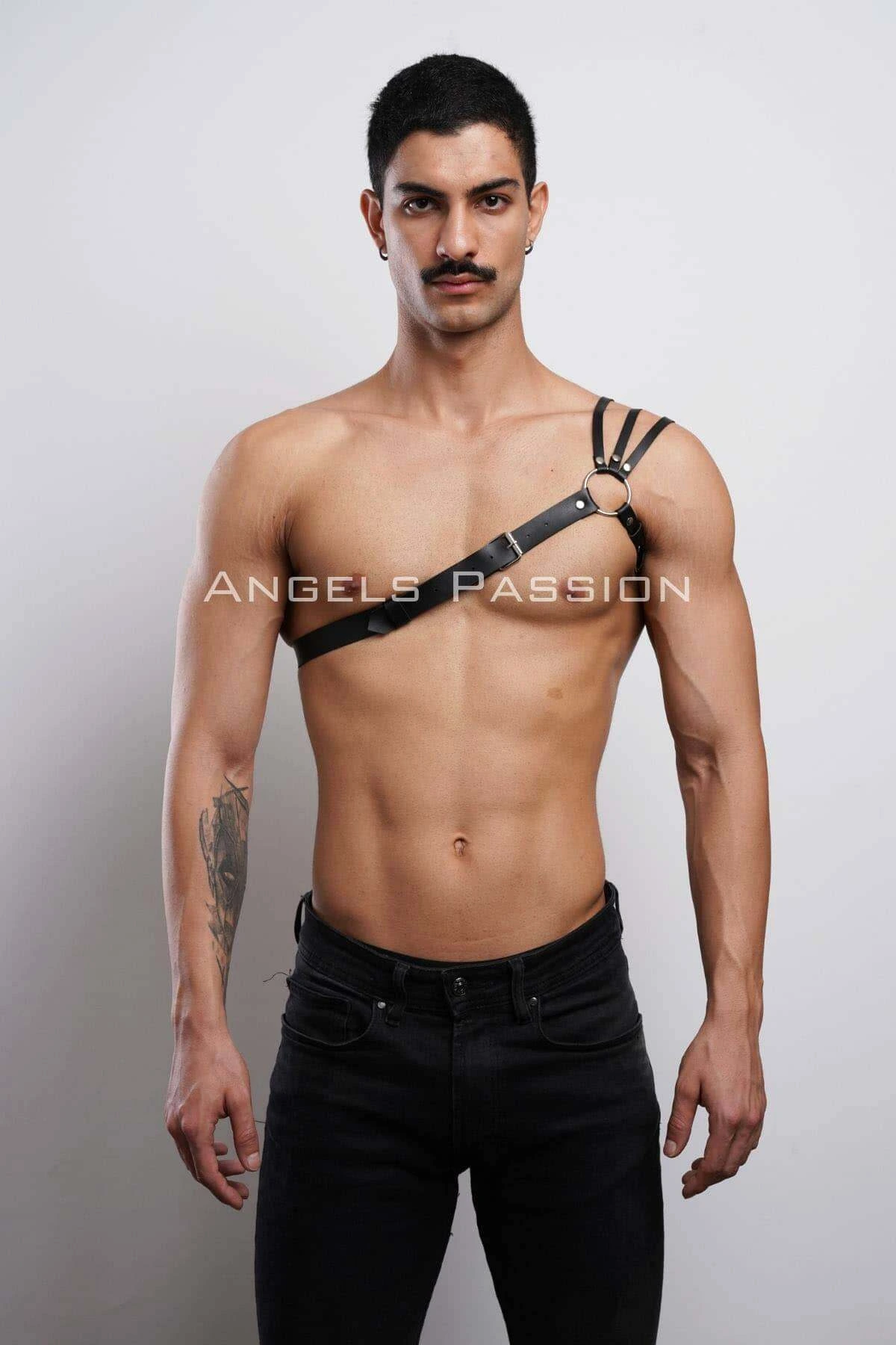 Stylish Men's Shoulder Harness with Shoulder Detail - Men's Chest Harness - APFTM45