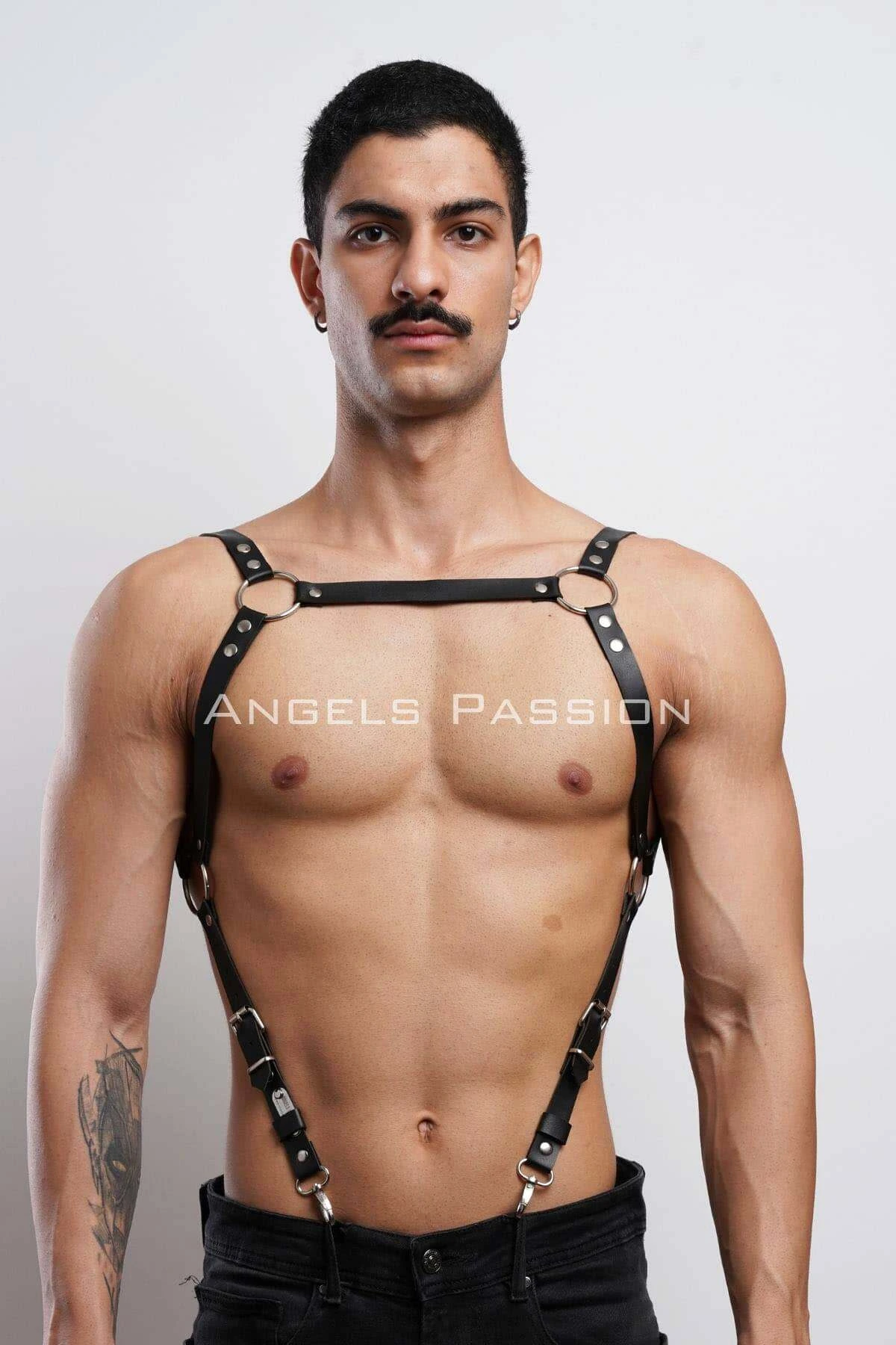 Men's Belt Over Shirt, Men's Chest Belt, Fancy Men's Leather Clothing - APFTM155