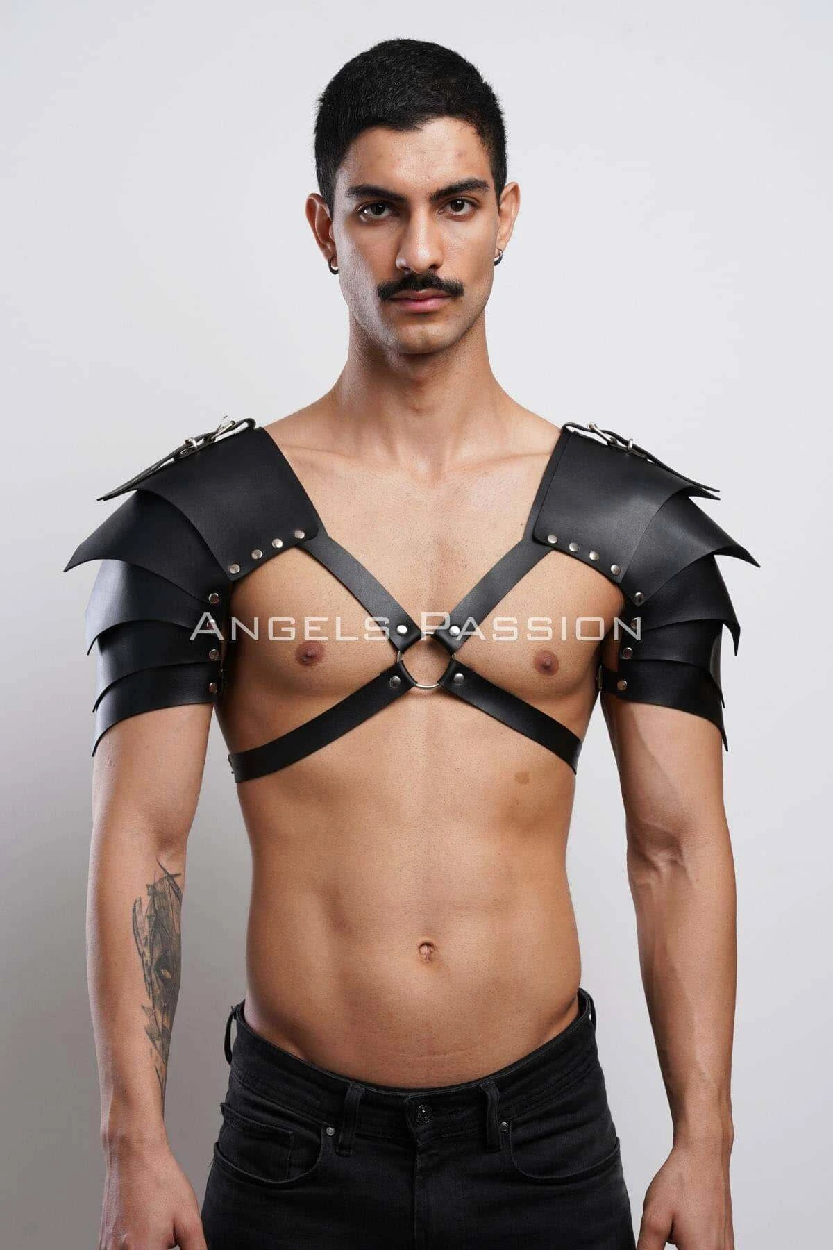 Two Shoulder Detailed Gladiator Harness, Stylish Men's Harness Costume, Gladiator Men's Costume - APFTM161
