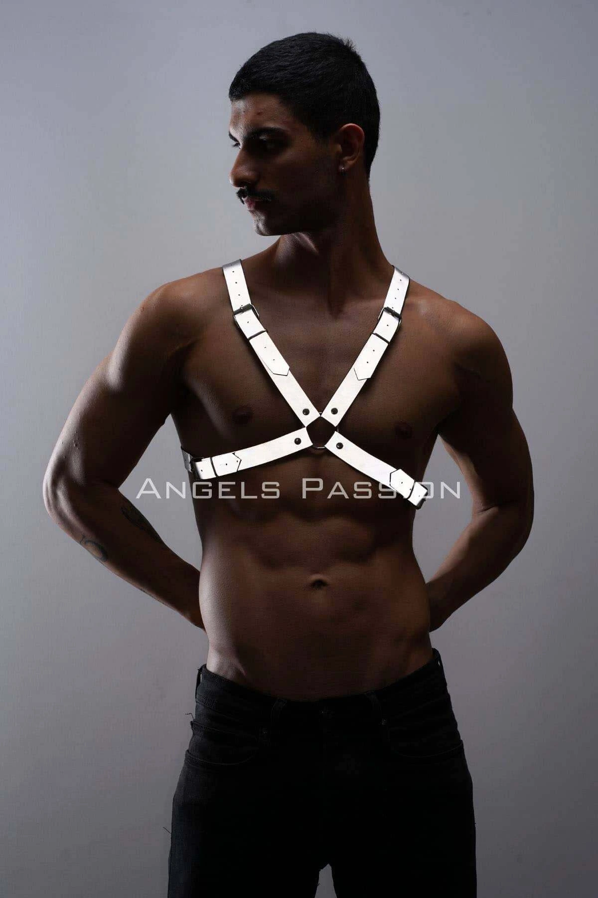 Reflective (Reflected in the Dark) Men's Chest Harness, Men's Party Wear - APFTM43