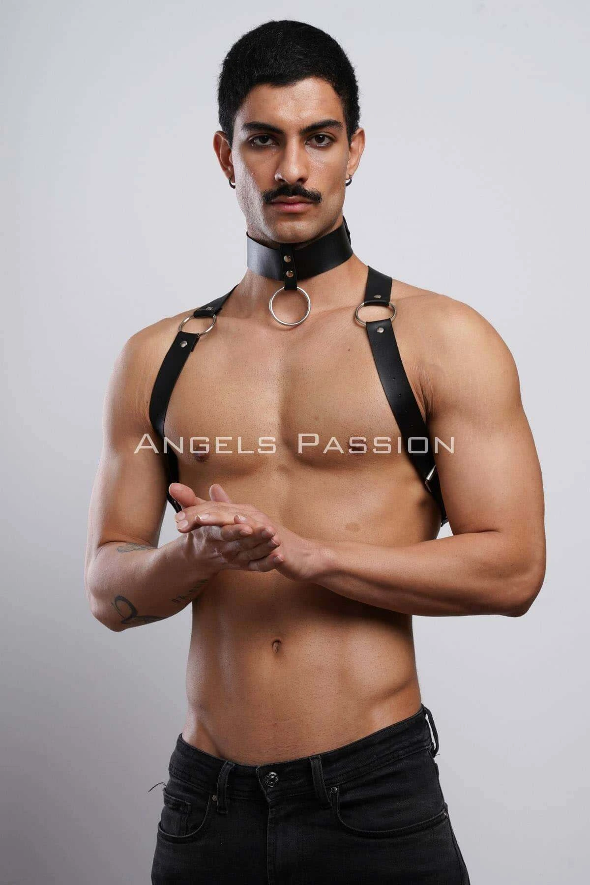Men's Choker and Chest Harness, Men's Party Wear - APFTM35