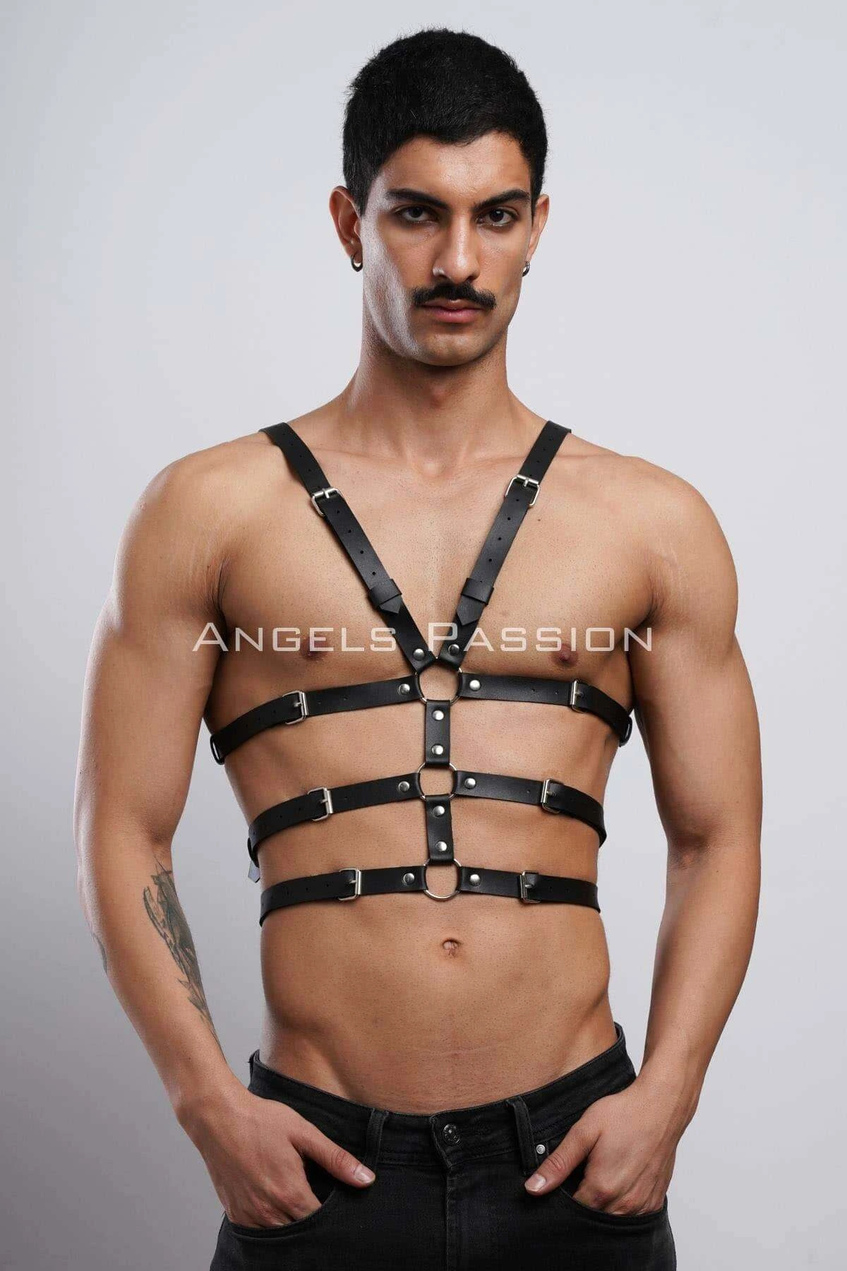 Men's Underwear Sexy Fantasy Wear - Men's Leather Fantasy Wear - Sexy Men's Leather Harness - APFTM38