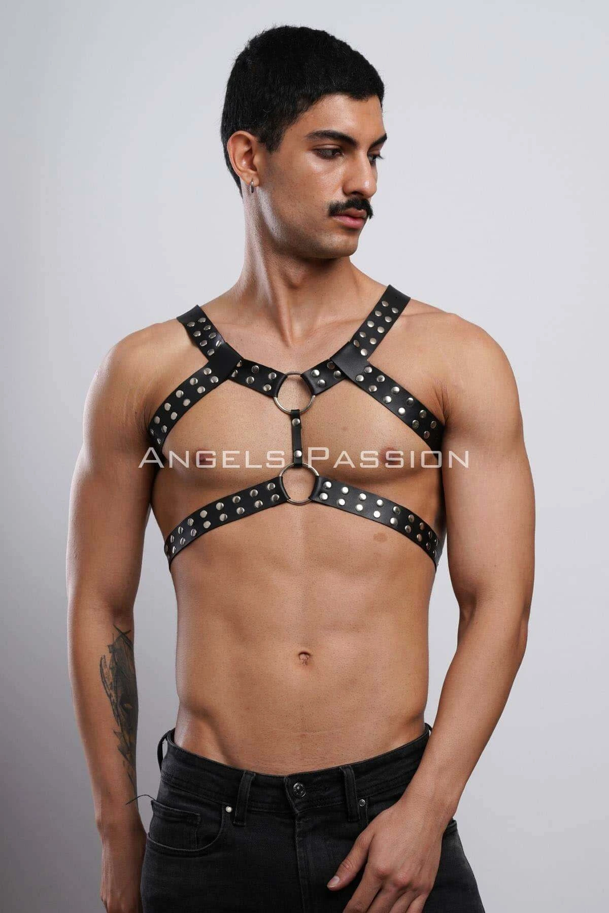 Leather Men's Chest Belt, Men's Fancy Underwear, Shirt Belt - APFTM103