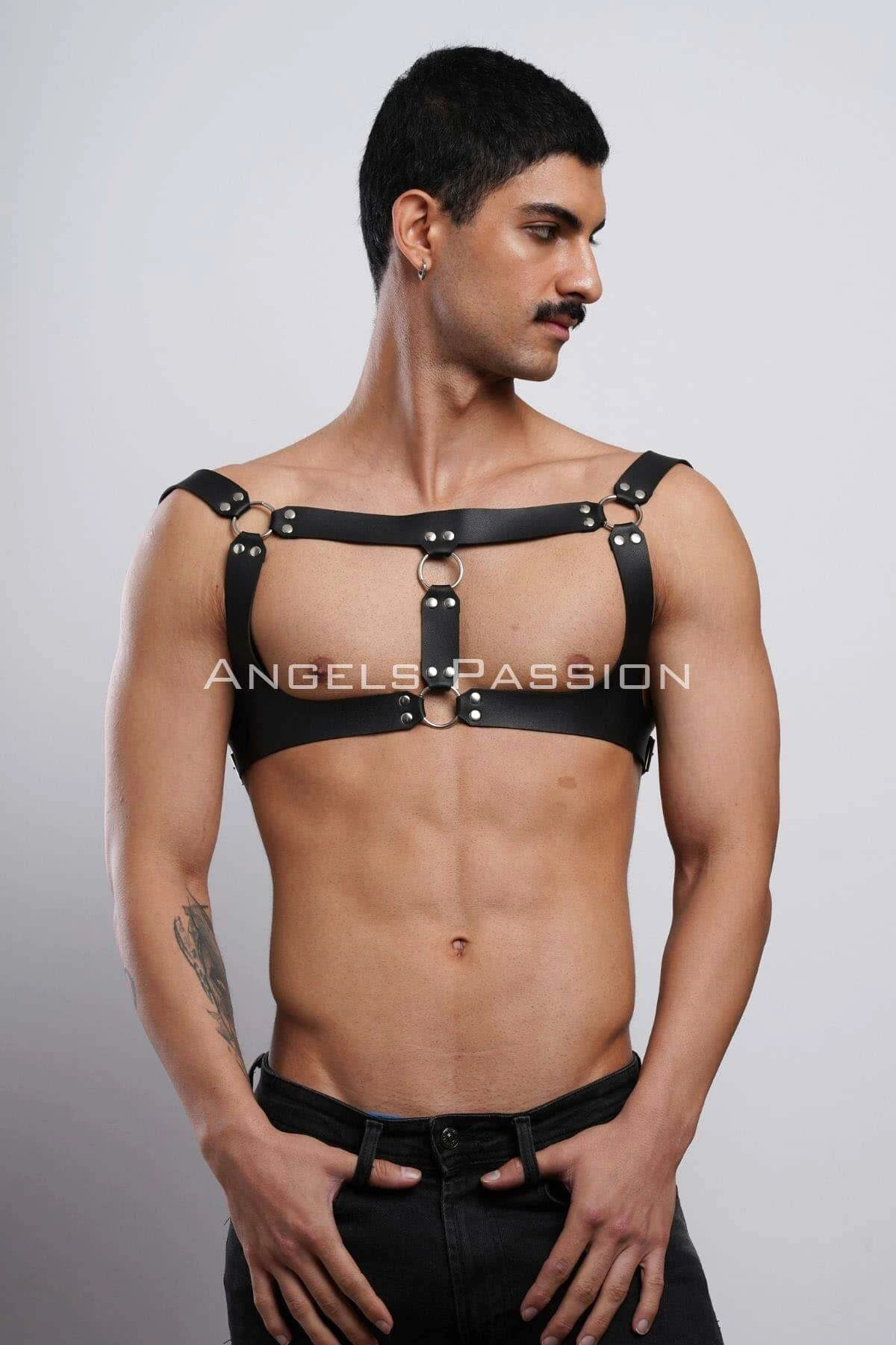 Men's Party Accessory, Clubwear, Leather Chest Harness, Men's Fancy Clothing - APFTM116
