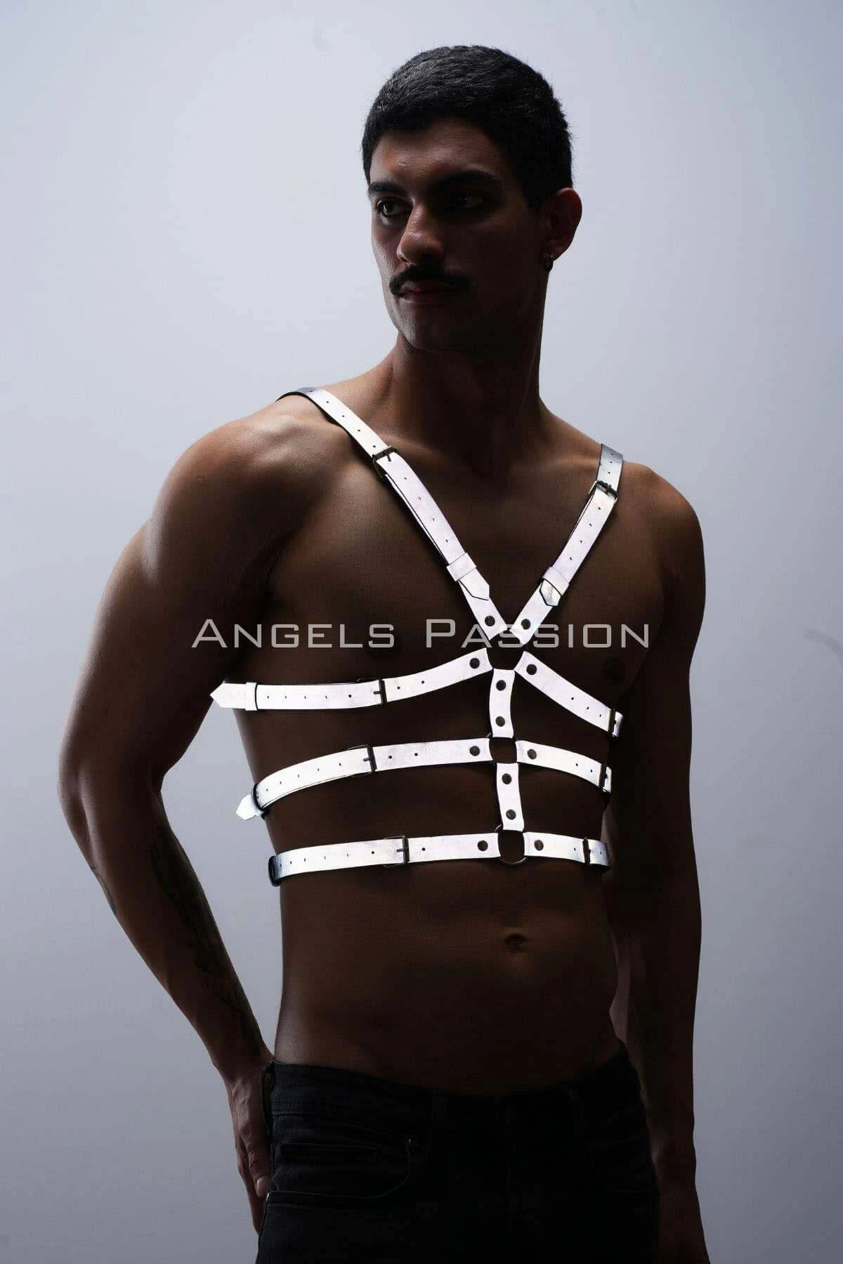 Glow in the Dark - Reflective Men's Chest Harness, Harness Over T-Shirt - APFTM38