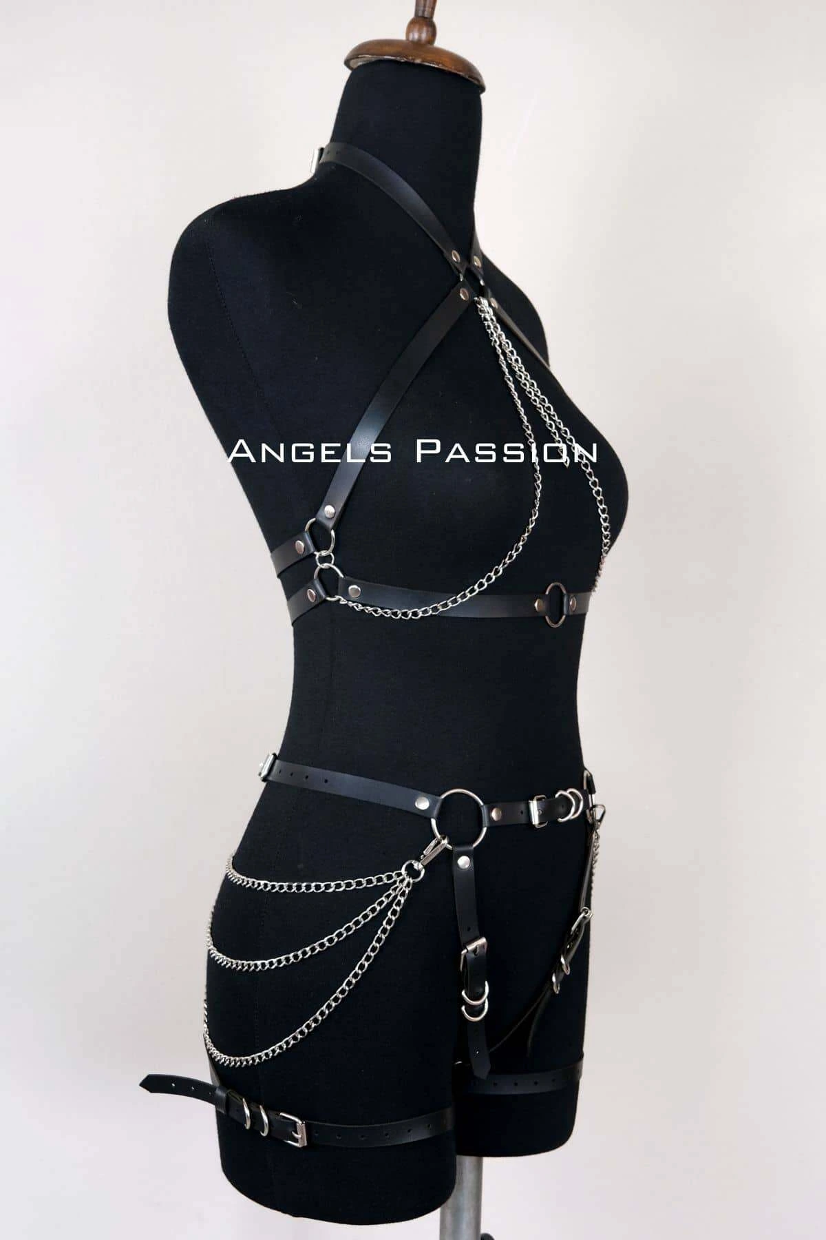 Deri Body Harness, Kadın Deri Fantezi Giyim - APFT1084
