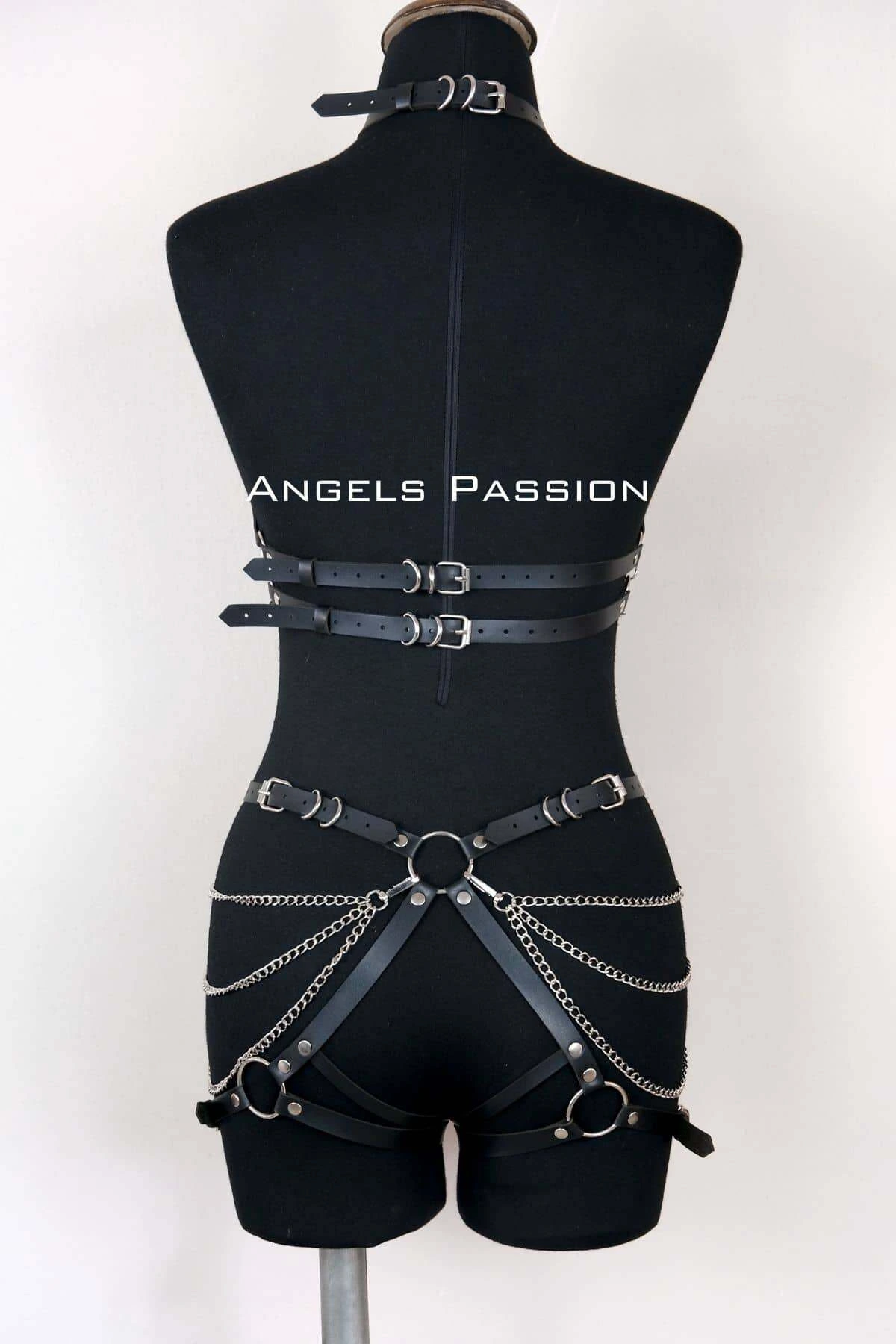Deri Body Harness, Kadın Deri Fantezi Giyim - APFT1084