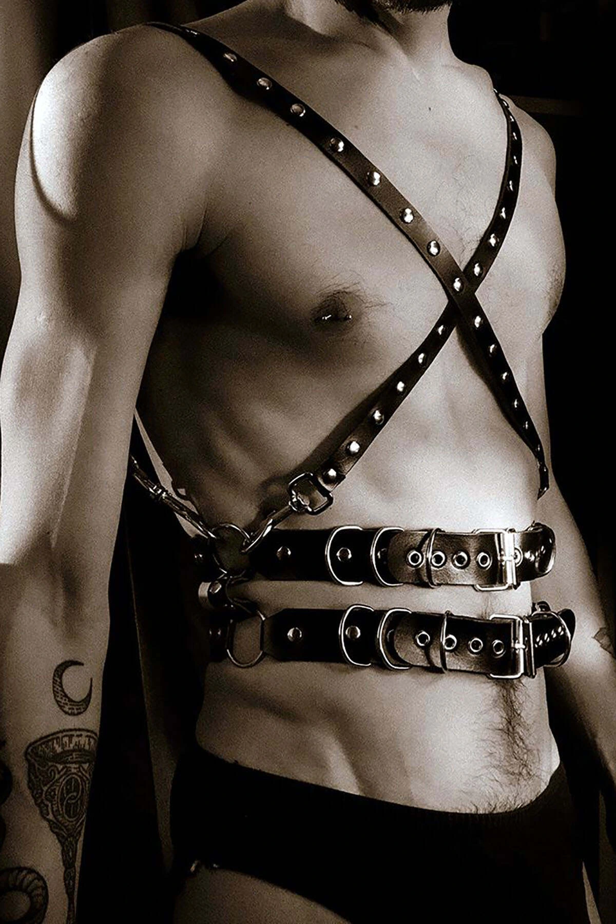 Leather Men's Harness, Men's Partywear, Sexy Men's Leather Clothing - APFTM231