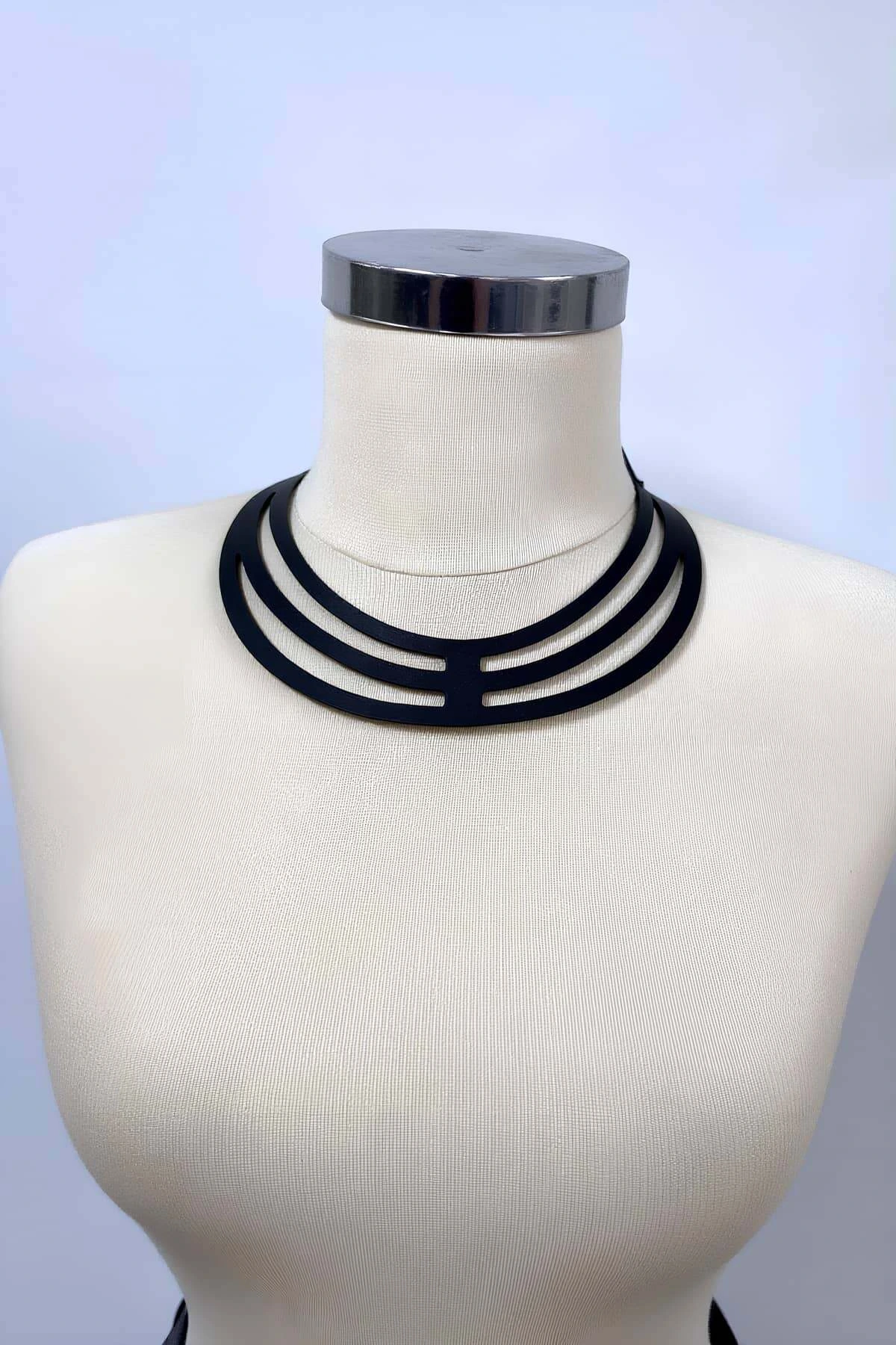 Stylish Leather Choker with Ring Detail, Leather Necklace - APFT1413