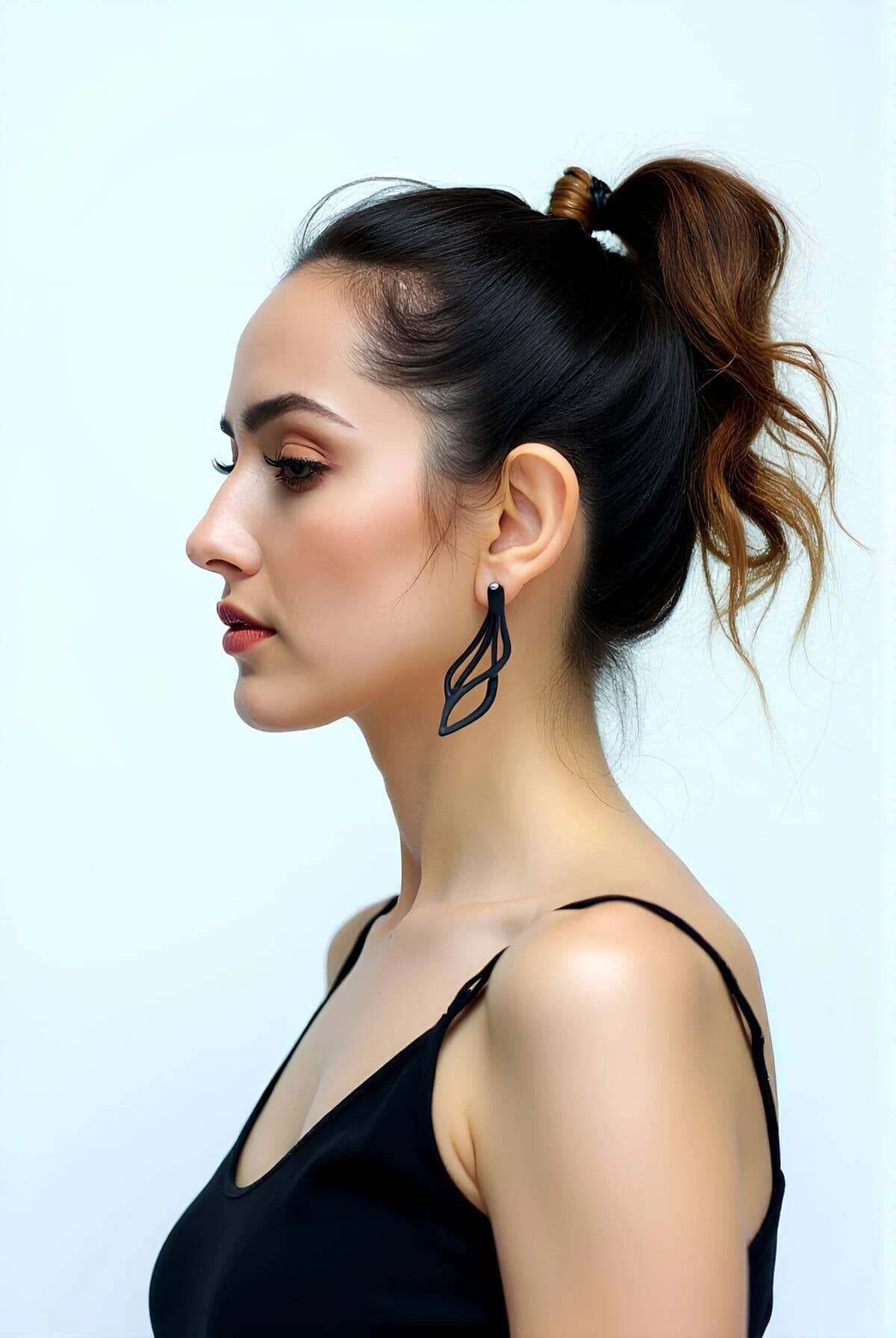 Black Dangle Earrings, Stylish Laser Cut Leather Earrings - APBJ001